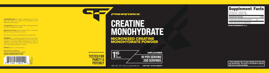 Primaforce Creatine Monohydrate Powder – 1 KG Micronized | Gluten Free