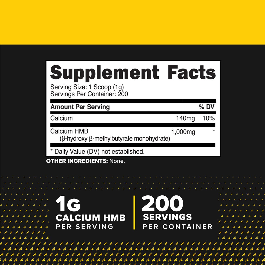 Primaforce HMB Supplement Powder 200g - Unflavored, Pure Calcium Beta-Hydroxy Beta-Methylbutrate