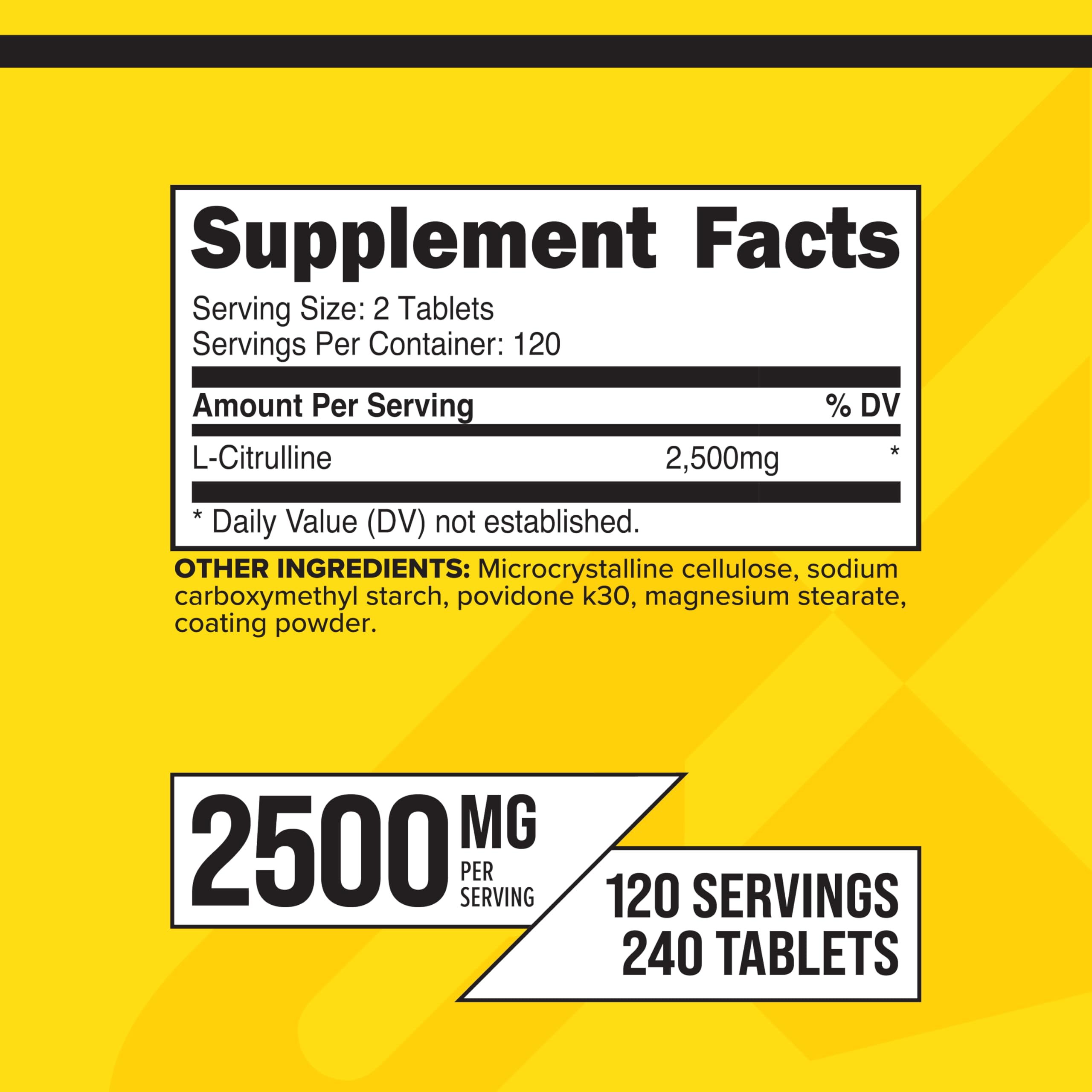 Primaforce L-Citrulline 2500mg – 240 Tablets, 120 Servings