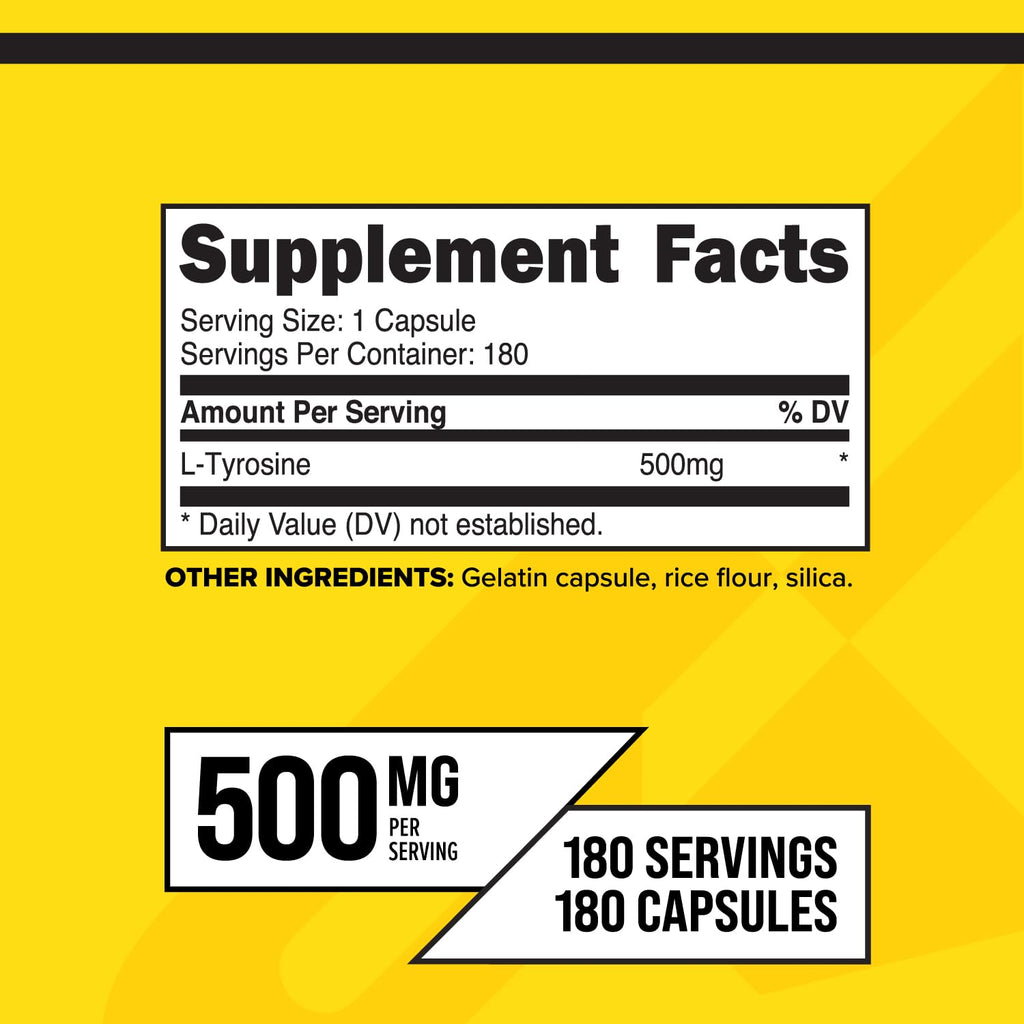 Primaforce L-Tyrosine Capsules | 180 Count, 500 mg per Serving