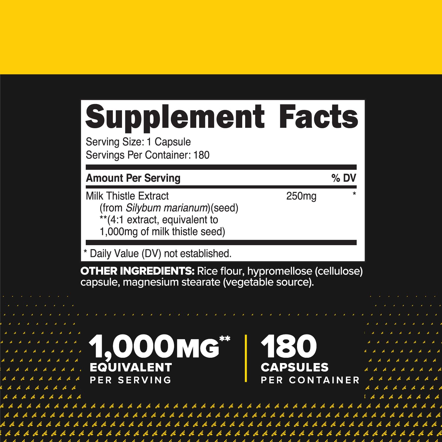 Primaforce Milk Thistle 180 Capsules - 1000mg Equivalent (4:1) Gluten Free, Non-GMO