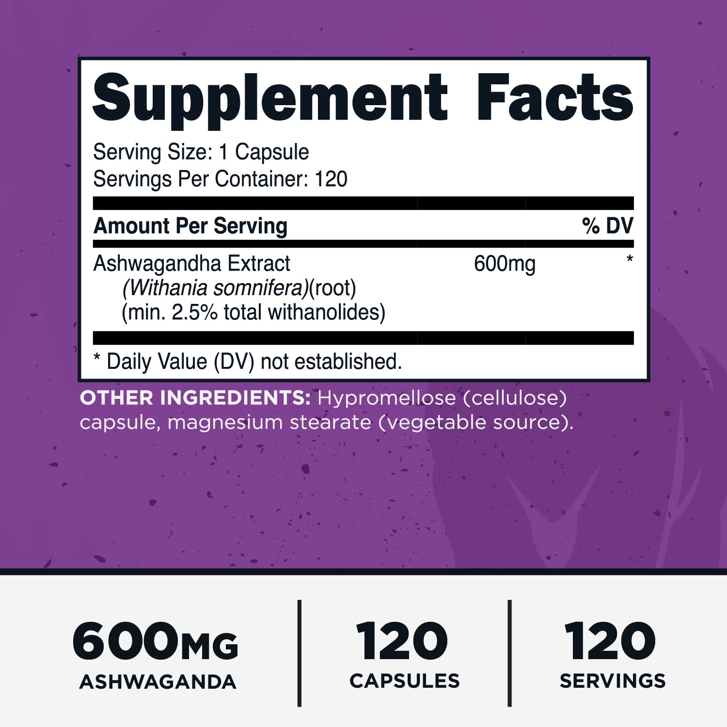 Primal Ashwagandha Root Extract 120 Capsules | 600mg per Serving | Gluten-Free & Non-GMO