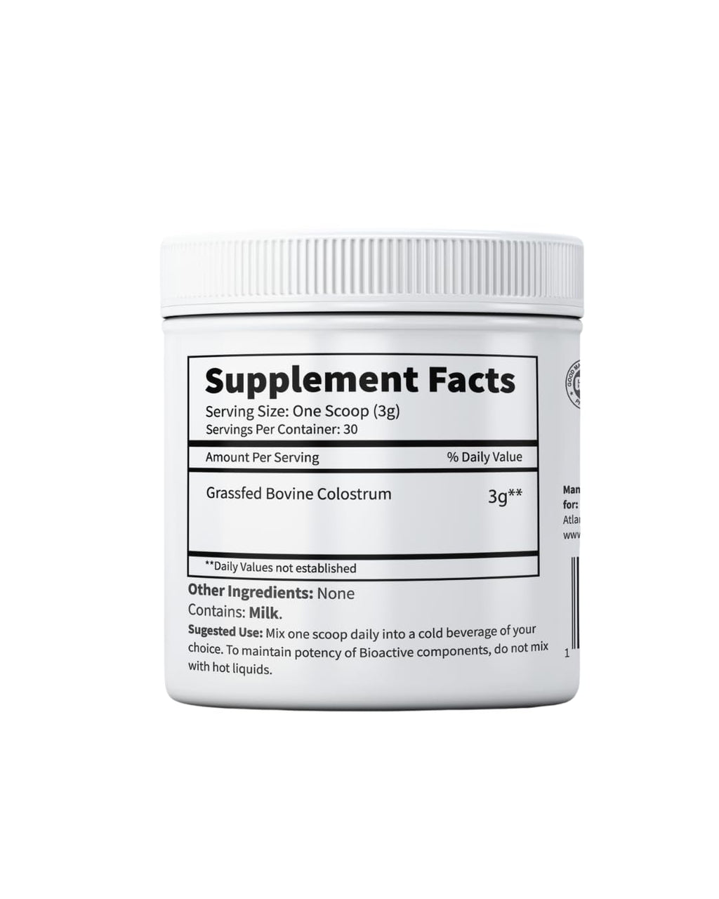 Primal Being Grassfed Colostrum Powder – Immune Support, Gut Health, Recovery (90 g, 3000 mg/serving)