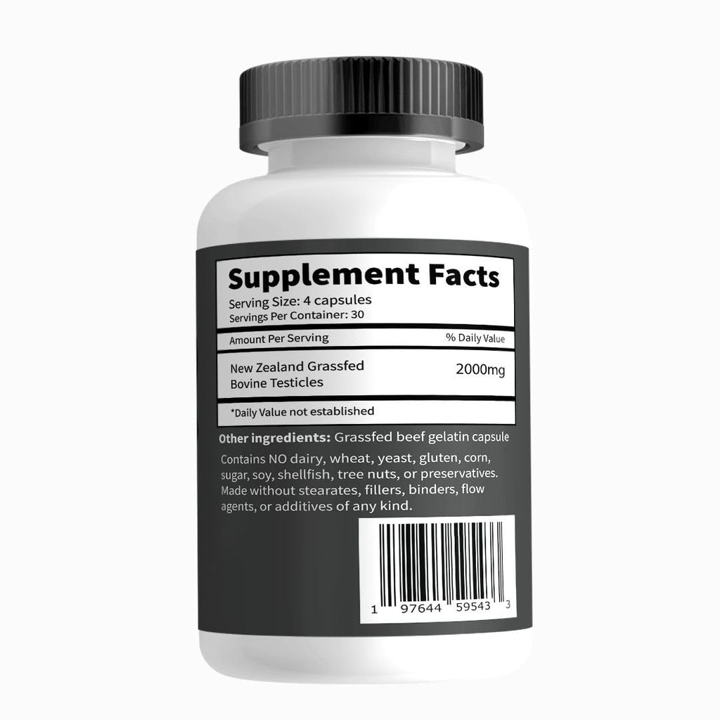 Primal Being Grassfed Beef Testes Capsules – NZ Sourced, 2,000 mg per Serving, 120 Capsules