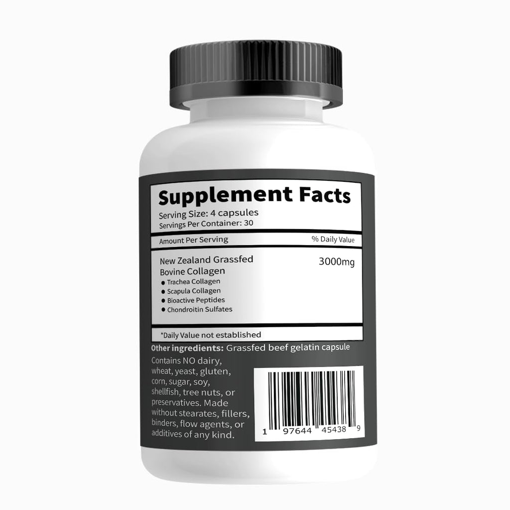 Primal Being Grass-Fed Beef Cartilage Collagen (Type I-V & XI) – Hair, Skin, Nails & Joints | 120 Capsules