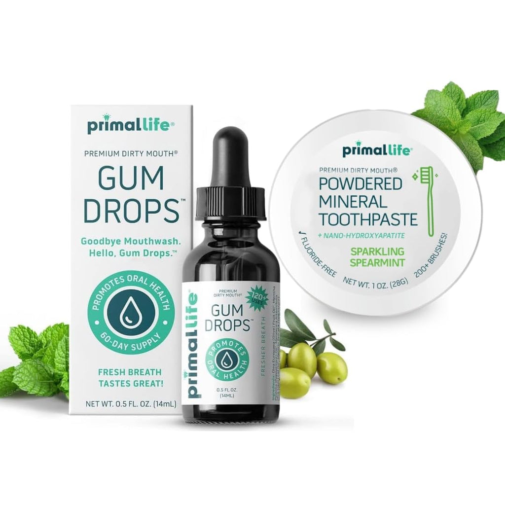 Primal Life Organics Dirty Mouth Gum Serum & Toothpowder – Spearmint, 1 oz