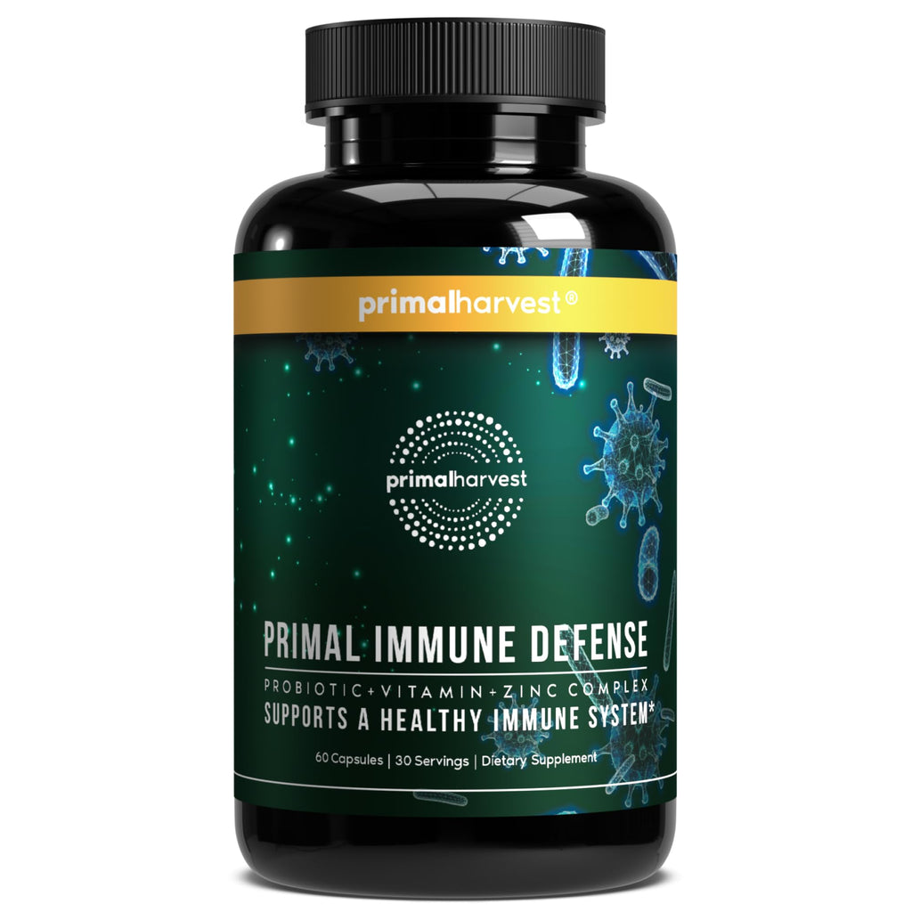 Primal Harvest Immune Defense 10-in-1 - Probiotics, Zinc, C, D3, K2 for Daily Immune Support