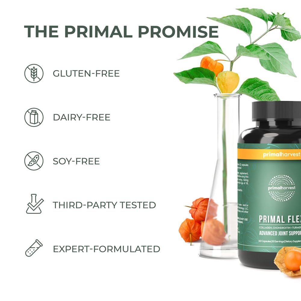 Primal Harvest Primal Flex - Turmeric, Hyaluronic Acid & Type II Collagen (60 Count, 2 Pack)