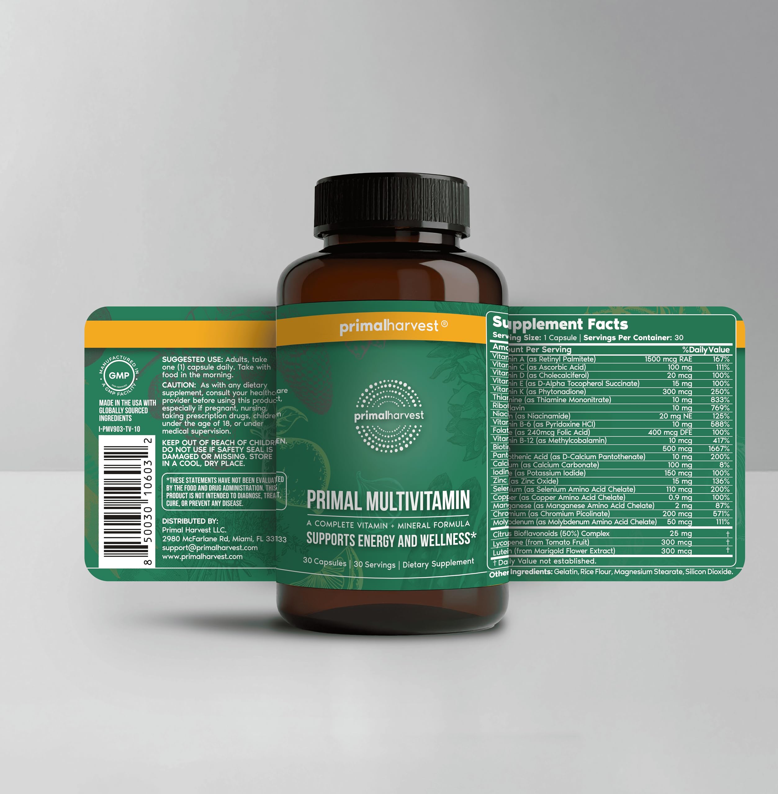 Primal Harvest Primal Multivitamin – 21 Essentials, 2 Pack (30 Count)