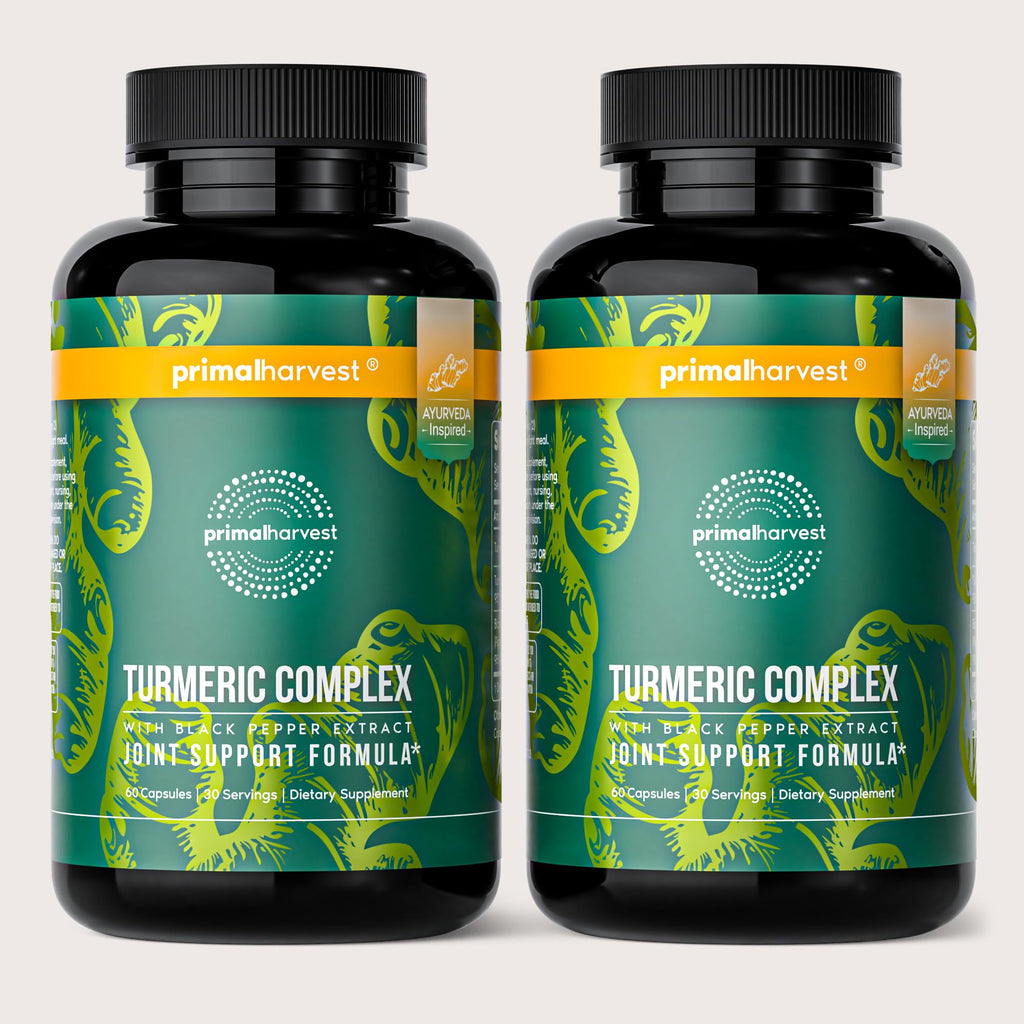 Primal Harvest 2-Pack Turmeric Complex with Black Pepper - Joint & Mobility Support, 120 Capsules