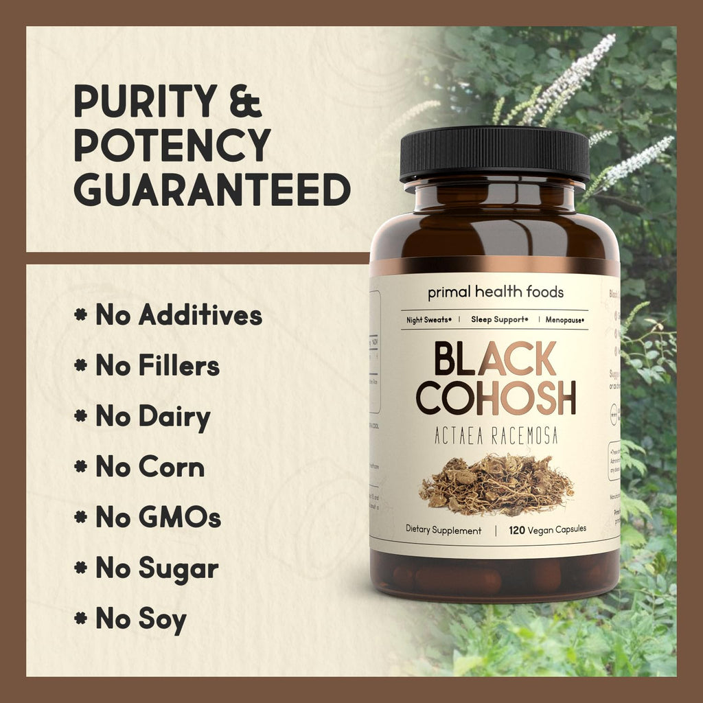 Primal Health Foods Organic Black Cohosh 1000 mg | Menopause & Sleep Support