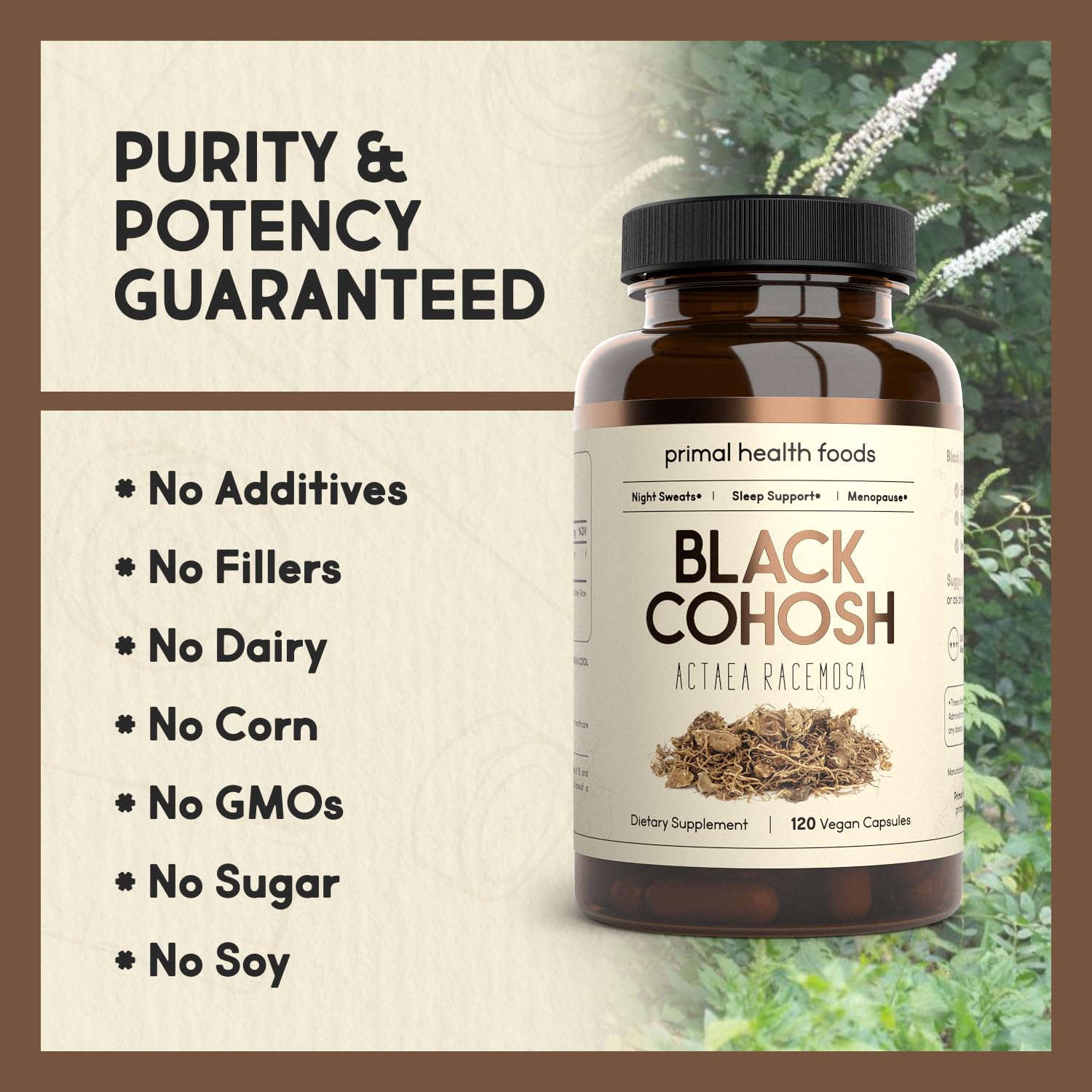 Primal Health Foods Organic Black Cohosh 1000 mg | Menopause & Sleep Support