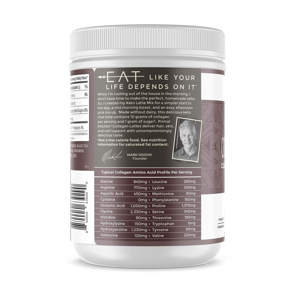 Primal Kitchen Chai Tea Collagen Keto Latte Powder - 11g Collagen per Serving | 8.55 oz