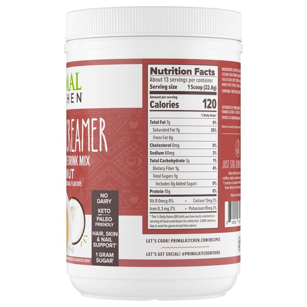 Primal Kitchen Hazelnut Collagen Creamer Powder – 11g Collagen, 10.34 oz