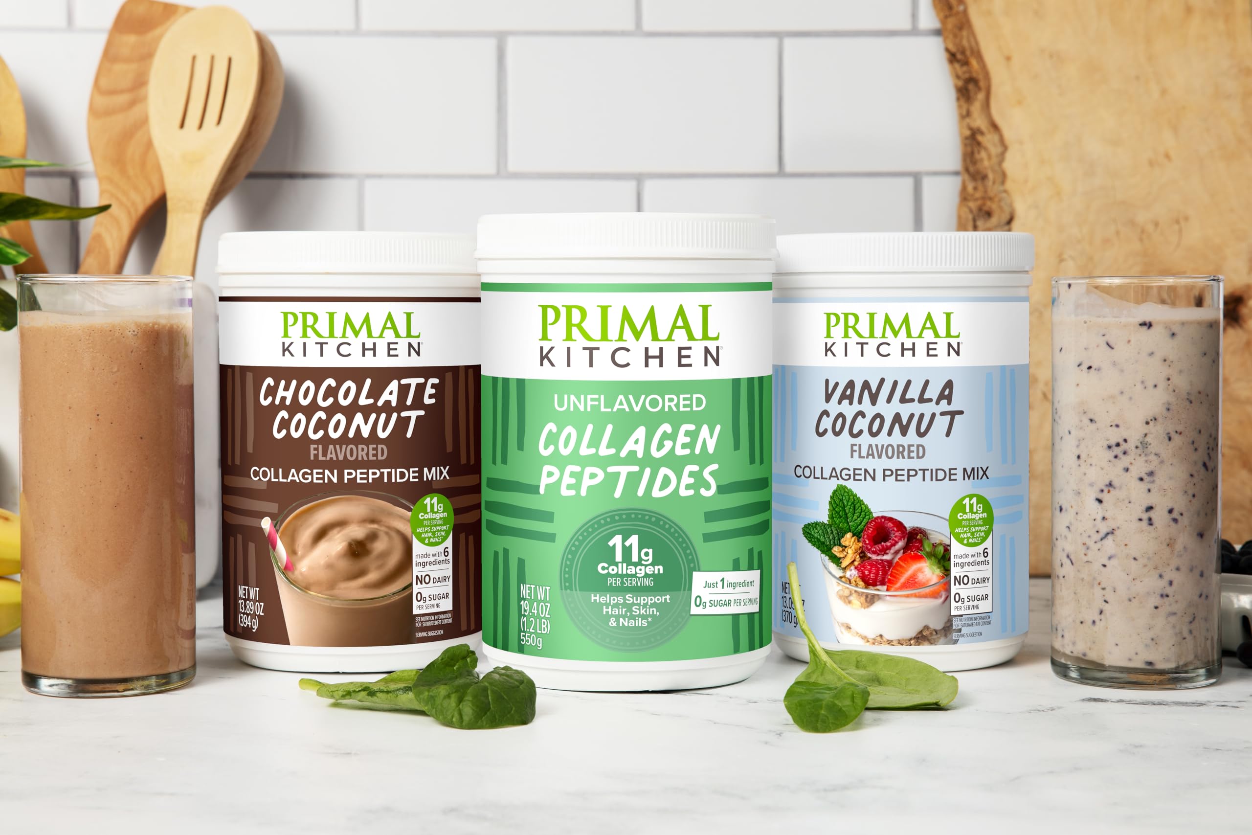 Primal Kitchen Chocolate Collagen Fuel Drink Mix – Chocolate Coconut Collagen Peptides, Dairy-Free & Sugar-Free, 20 oz