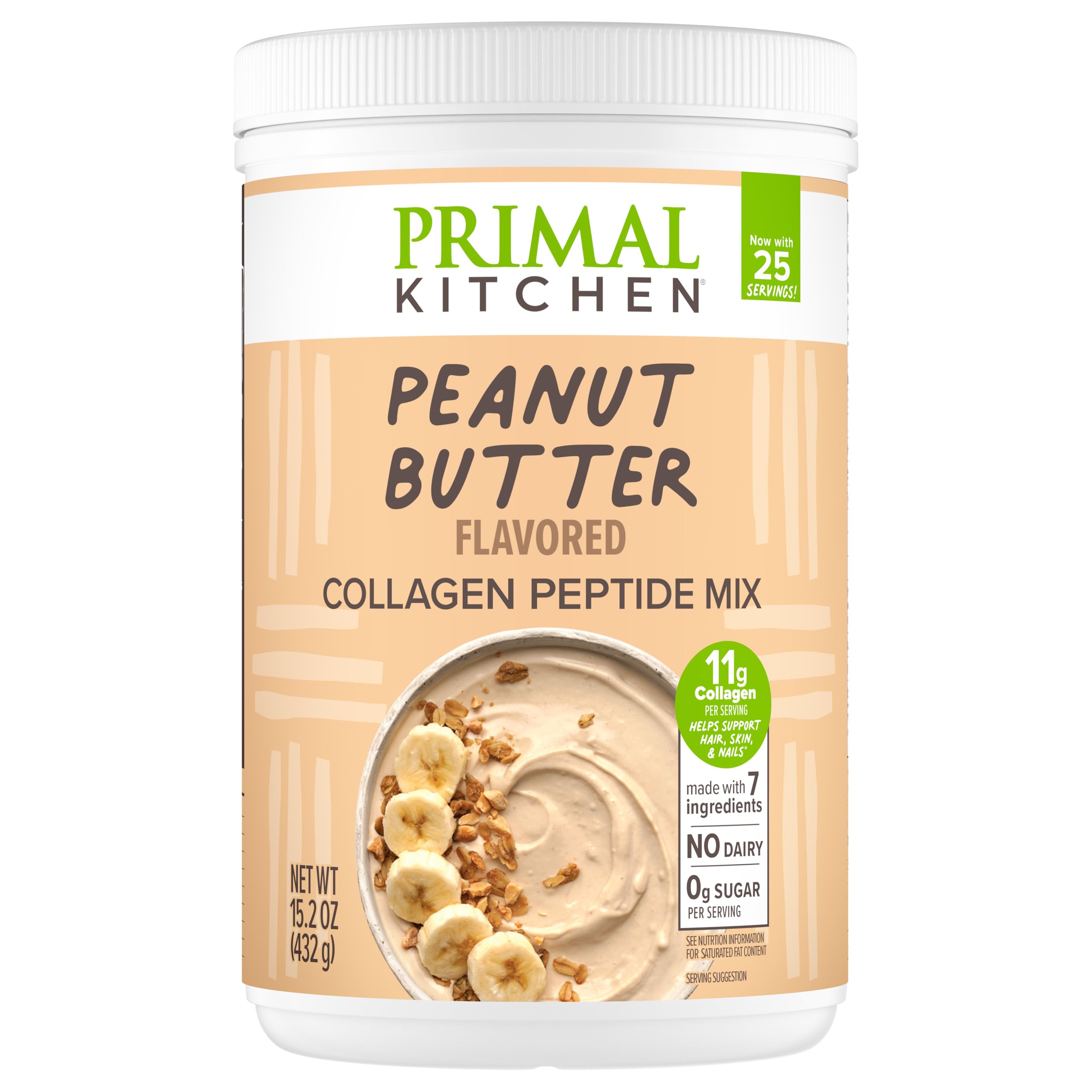Primal Kitchen Peanut Butter Flavor Collagen Fuel Drink Mix 14.3 oz