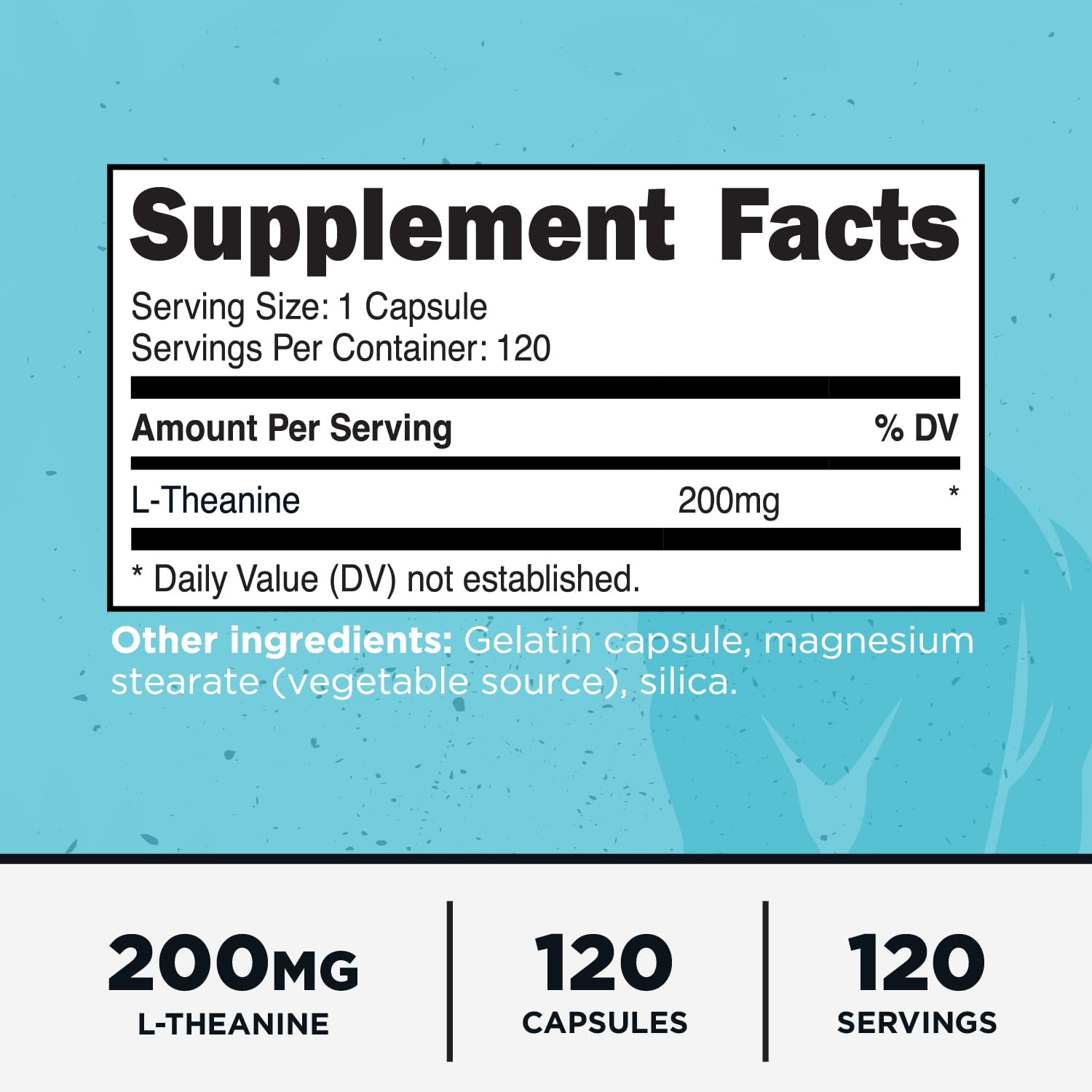 Primal L-Theanine Capsules (120 Servings, 200 mg Per Serving) – Non-GMO, Gluten Free