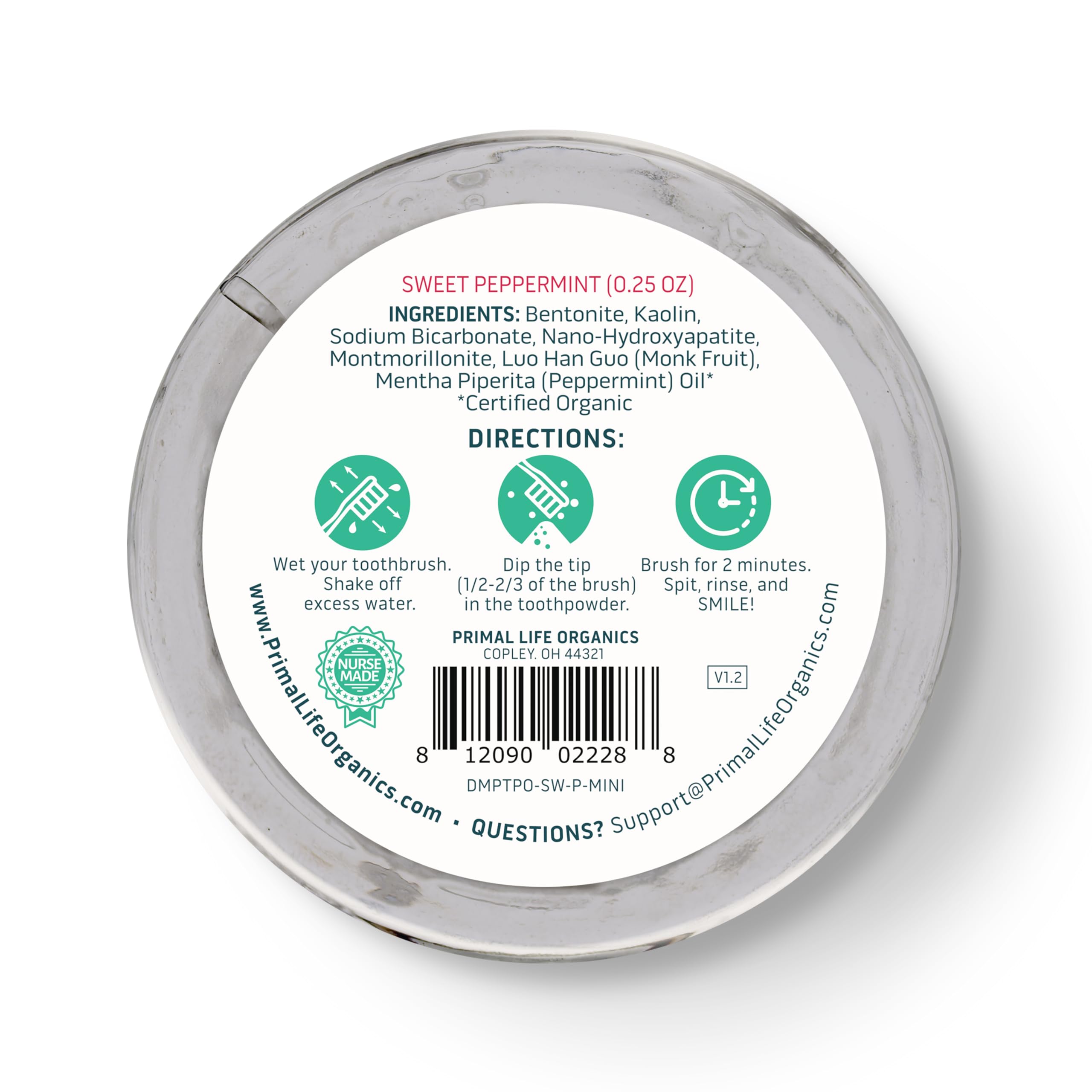 Primal Life Organics Dirty Mouth Toothpowder – Vegan & Organic, 0.25 oz