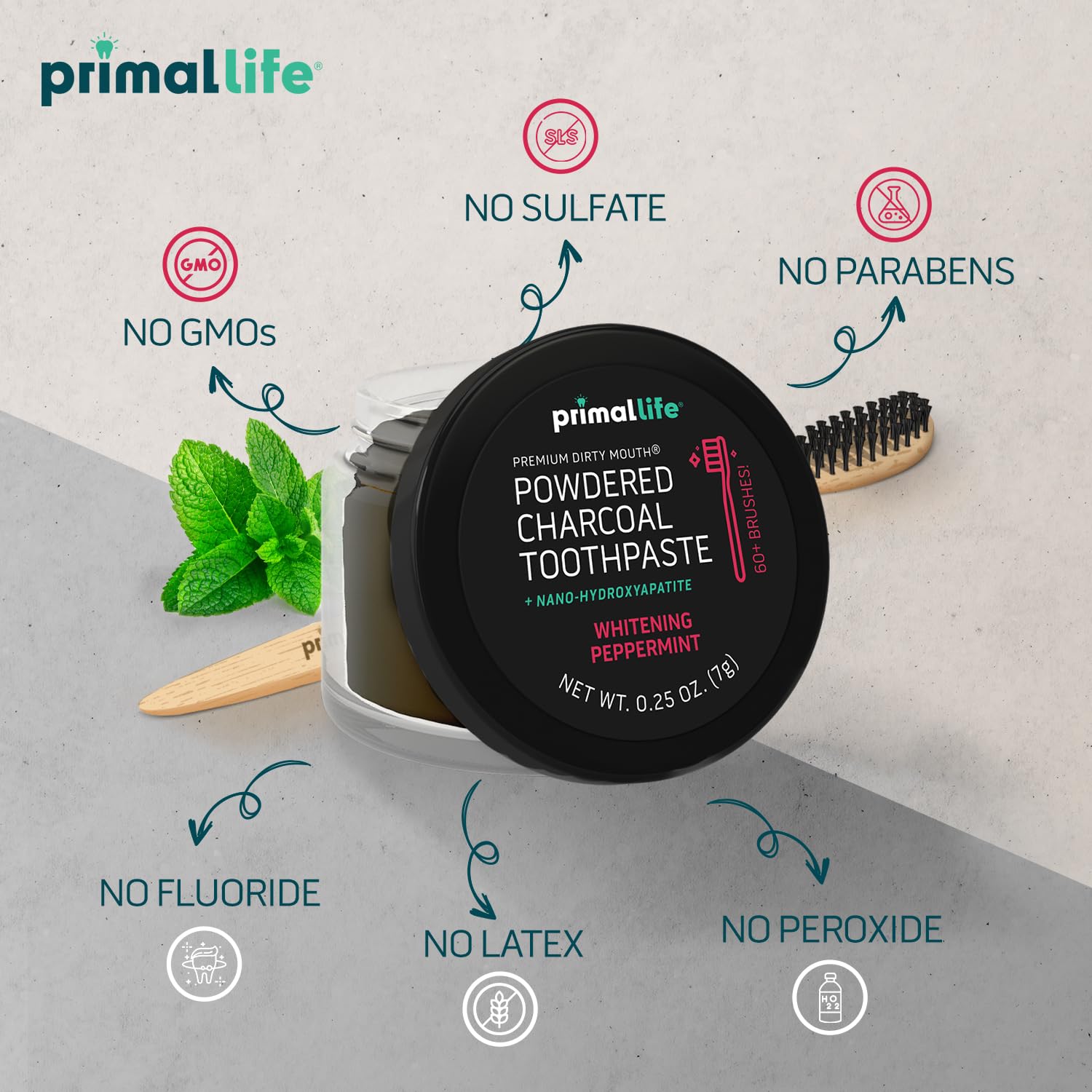 Primal Life Organics Dirty Mouth Toothpowder – Activated Charcoal Toothpowder, Black Peppermint 0.25oz