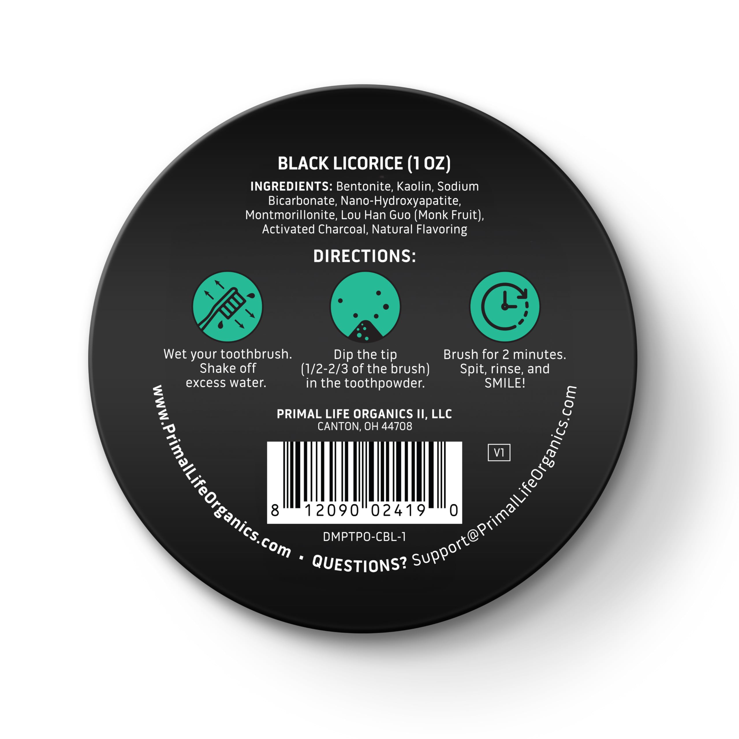 Primal Life Organics Dirty Mouth Toothpowder – Charcoal Black Licorice, 1 oz