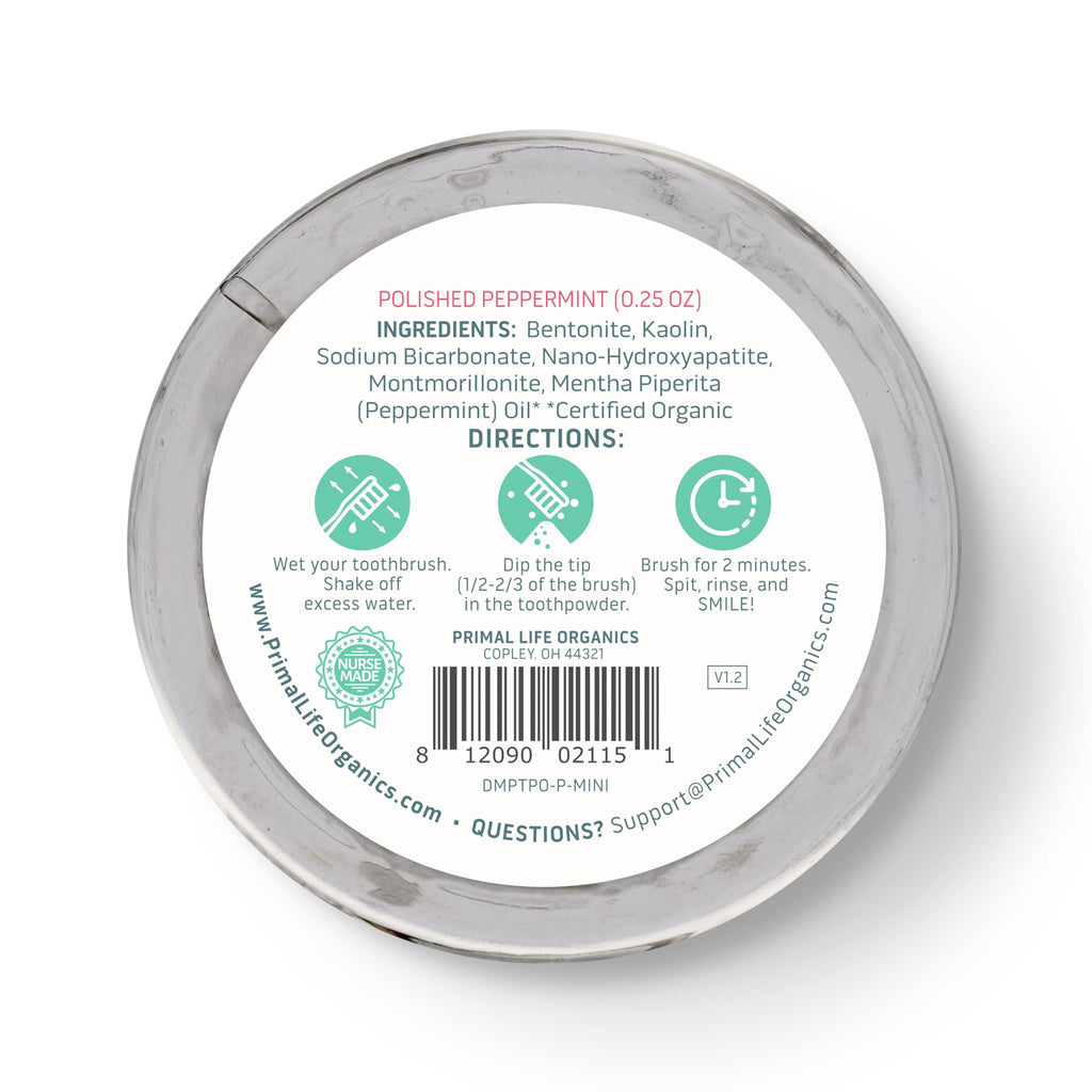 Primal Life Organics Dirty Mouth Toothpowder – Organic Vegan Peppermint 0.25 oz