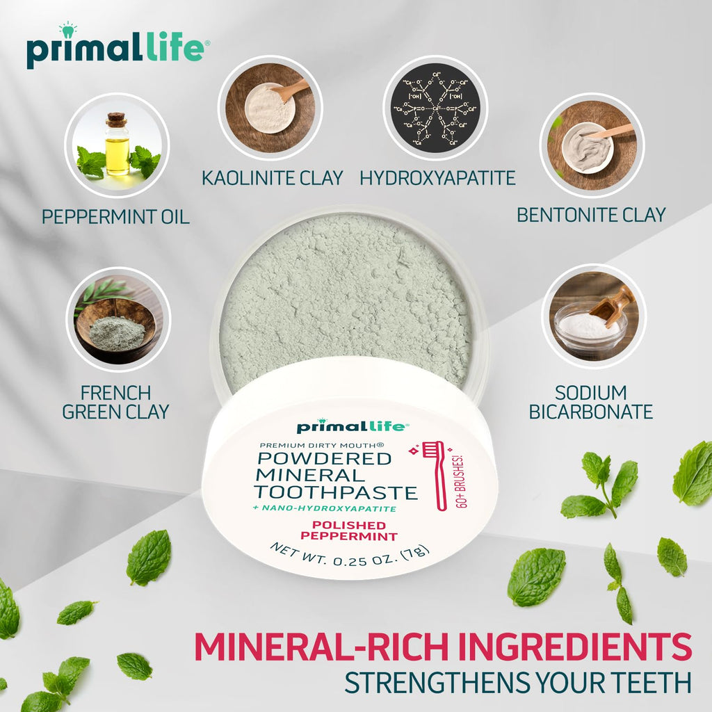 Primal Life Organics Dirty Mouth Toothpowder – Organic Vegan Peppermint 0.25 oz