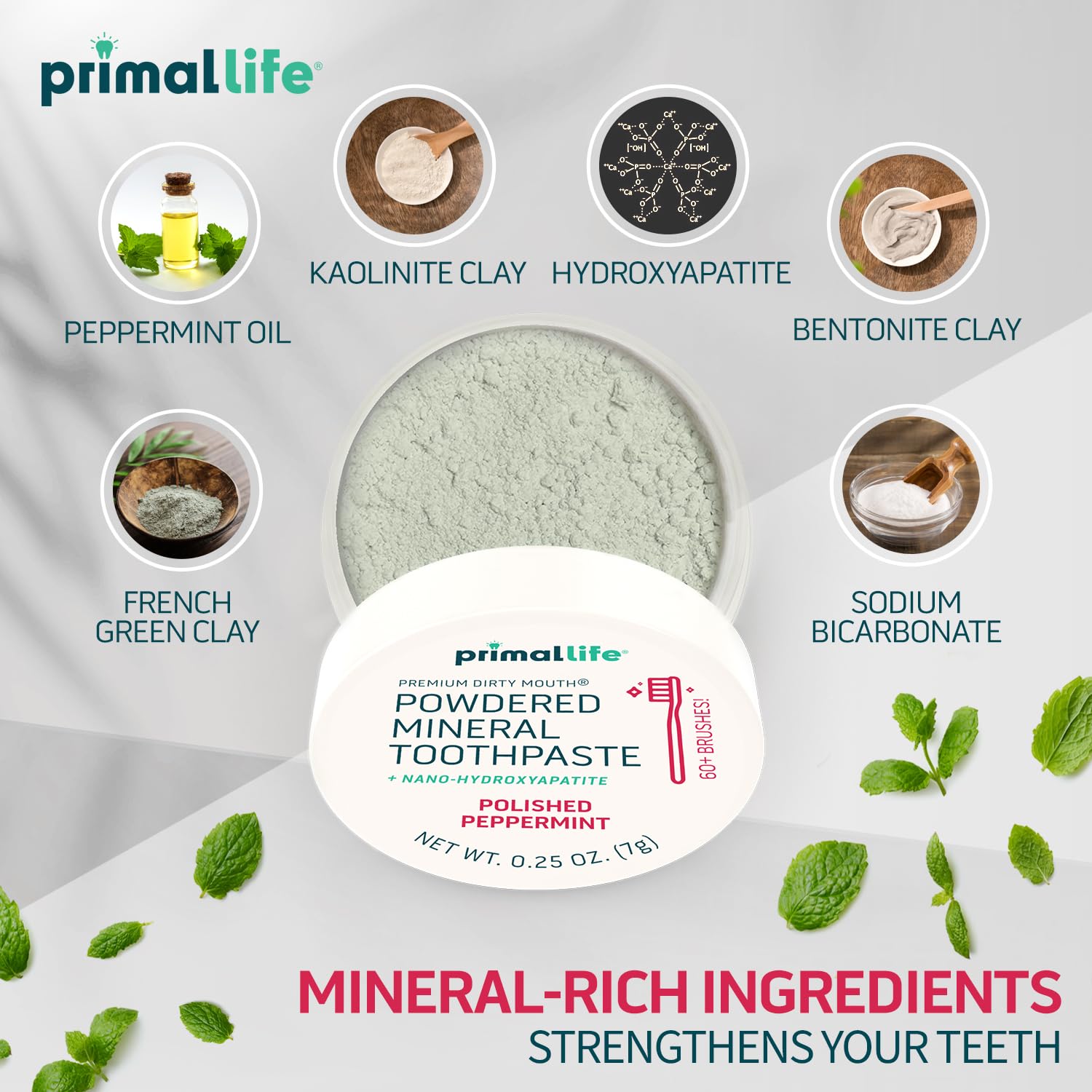 Primal Life Organics Dirty Mouth Toothpowder – Organic Vegan Peppermint 0.25 oz