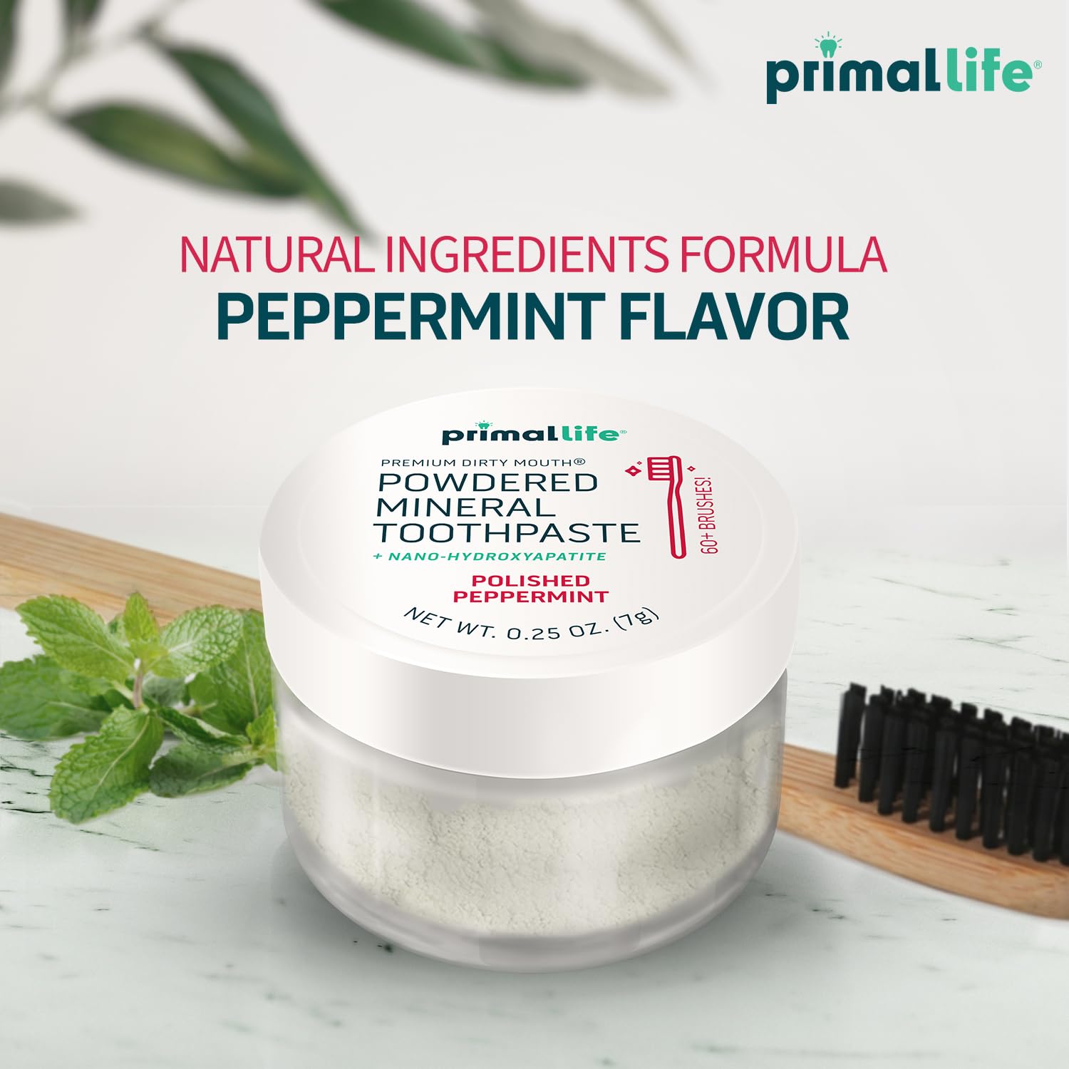 Primal Life Organics Dirty Mouth Toothpowder – Organic Vegan Peppermint 0.25 oz