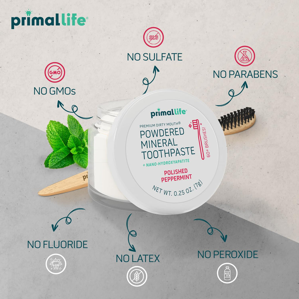 Primal Life Organics Dirty Mouth Toothpowder – Organic Vegan Peppermint 0.25 oz