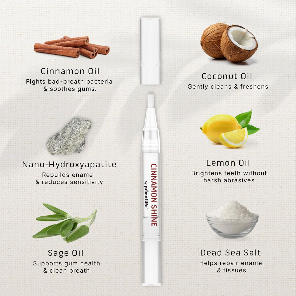 Primal Life Organics Real White Teeth Whitening Pens – All-Natural, Peroxide-Free, Cinnamon (3 Pack)