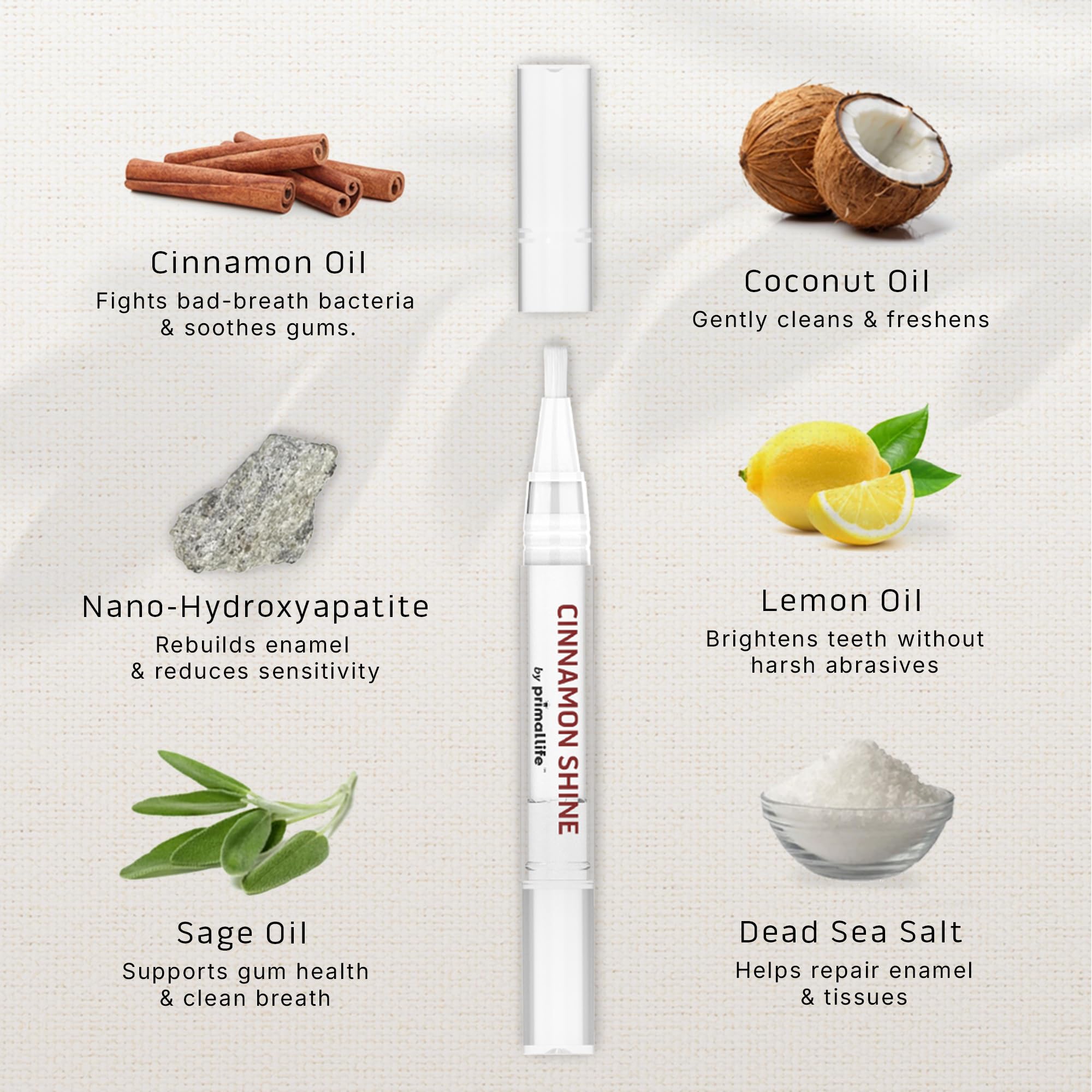 Primal Life Organics Real White Teeth Whitening Pens – All-Natural, Peroxide-Free, Cinnamon (3 Pack)