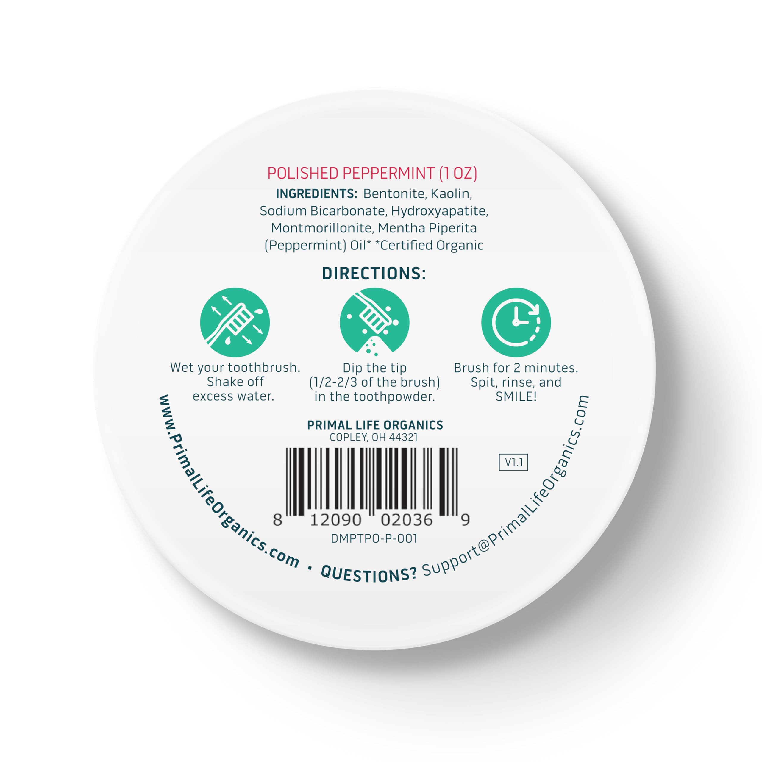 Primal Life Organics Dirty Mouth Toothpowder - Organic, Vegan, Peppermint