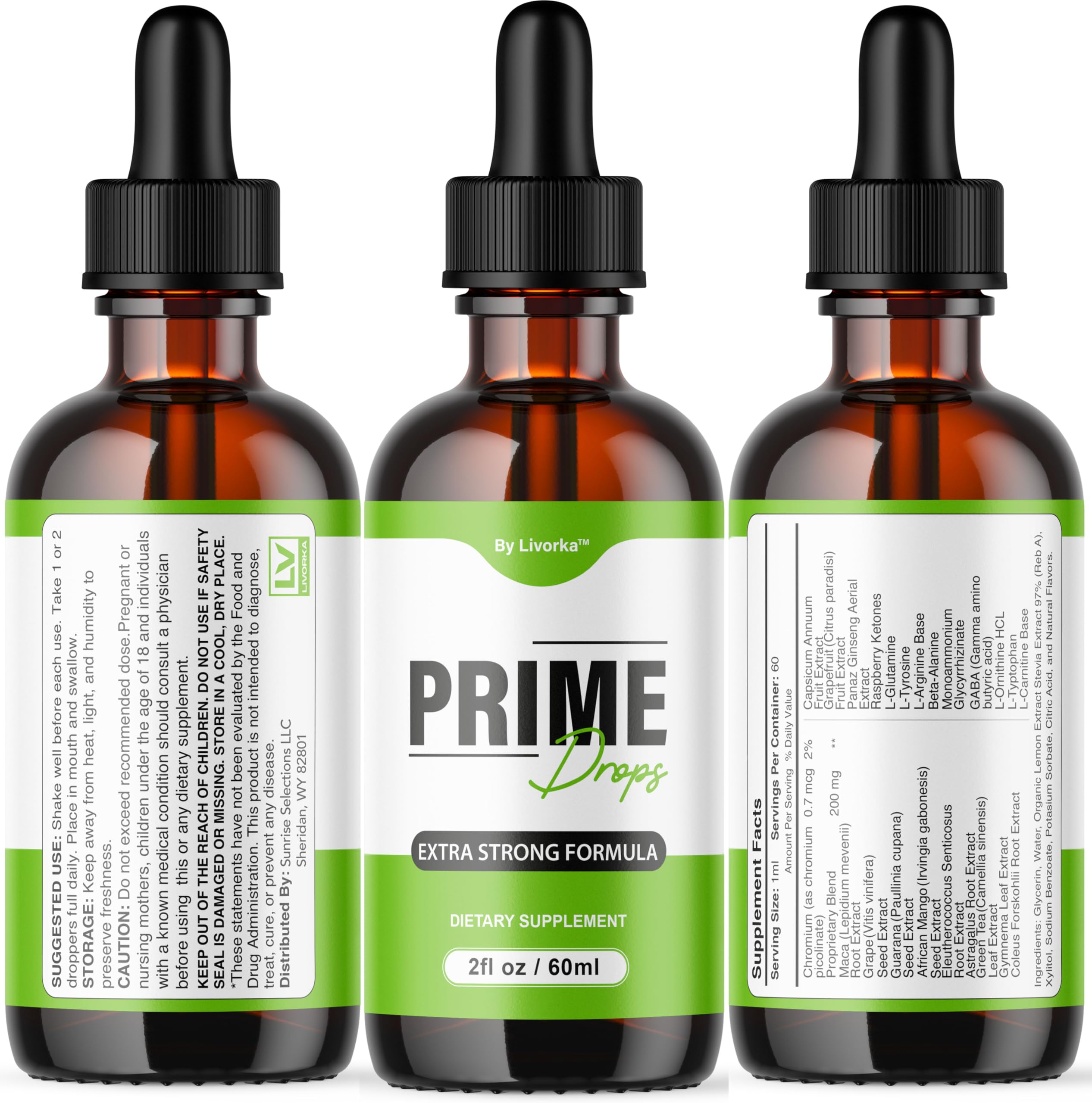 (2 Pack) Prime Drops for Men - Liquid All Natural | Maximum Strength PrimeDrops Formula - 2 Bottles for 2 Months