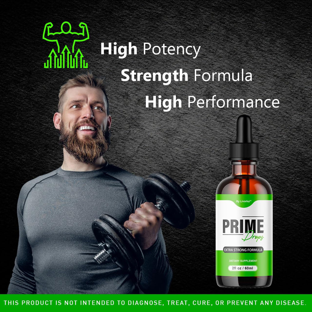 (2 Pack) Prime Drops for Men - Liquid All Natural | Maximum Strength PrimeDrops Formula - 2 Bottles for 2 Months