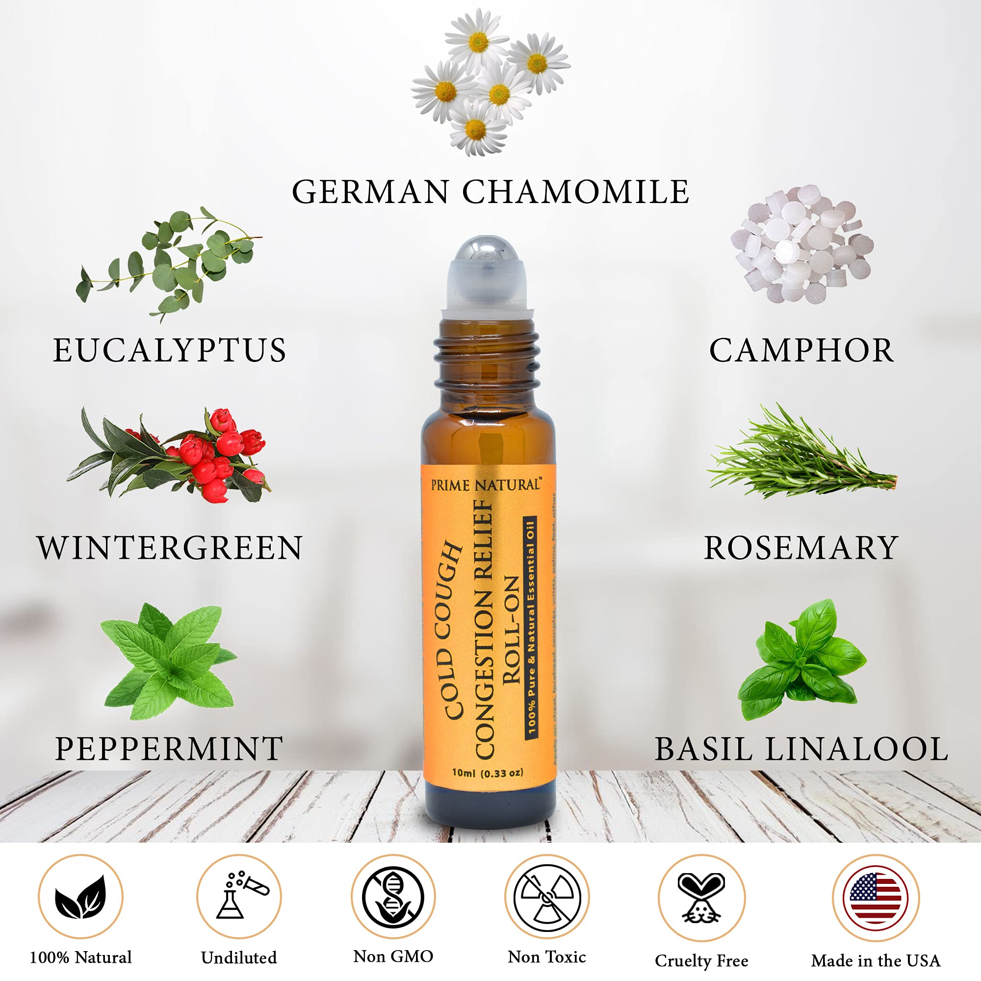 Prime Natural Cold Cough Congestion Relief Essential Oil Roll-On 10ml