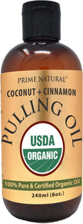 Prime Natural Oil Pulling with Organic Coconut & Cinnamon Bark Oil 8oz – Alcohol-Free Mouthwash for Fresh Breath & Whiter Teeth