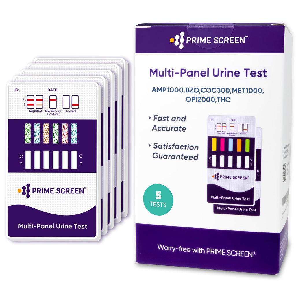 Prime Screen 5 Pack 6-Panel Urine Drug Test Kit – THC, BZO, MET, OPI, AMP, COC | WDOA-264