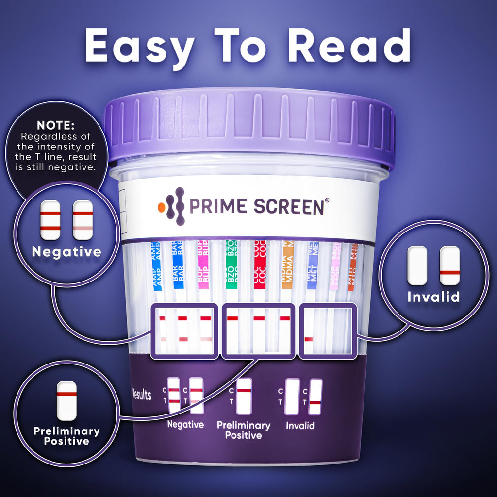 Prime Screen 12-Panel Drug Test Cup – 50 Pack (AMP,BAR,BUP,BZO,COC,MDMA,MTD,OPI,OXY,PCP,TCA,THC)