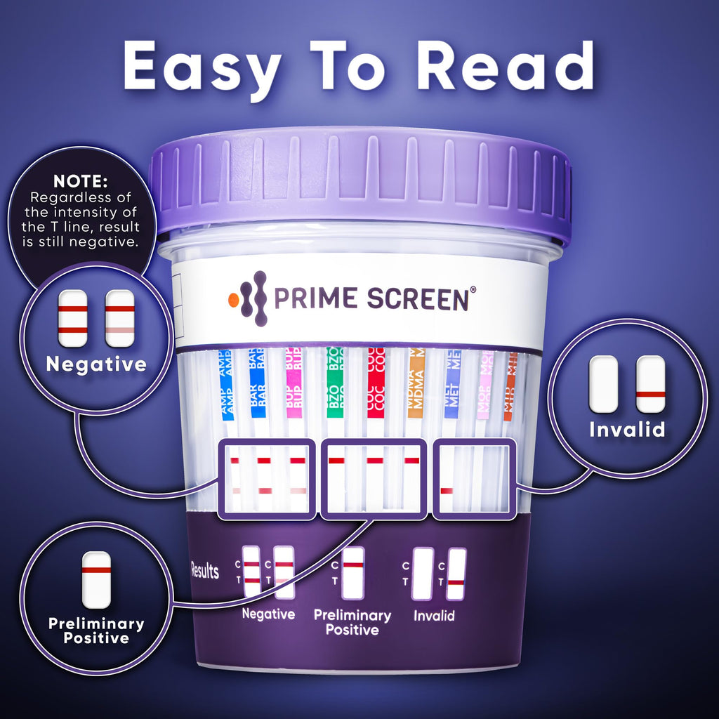 Prime Screen Urine Drug Test Cup 16-Panel Kit – 25 Pack (AMP, BAR, BUP, BZO, COC, mAMP, MDMA, MOP/OPI, MTD, OXY, PCP, THC, ETG, FTY, TRA, K2) – CDOA-9165EFTK