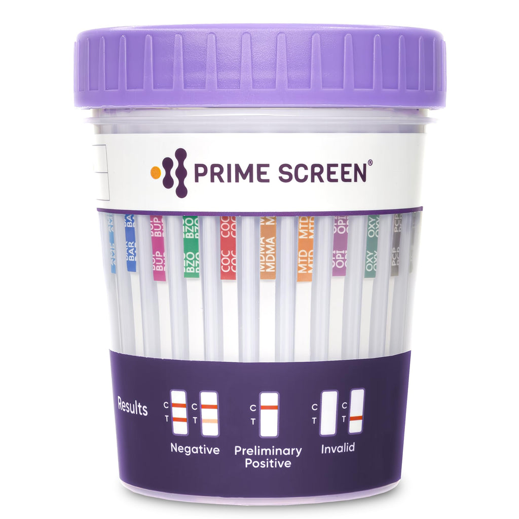 Prime Screen 12-Panel Drug Test Cup – 50 Pack (AMP,BAR,BUP,BZO,COC,MDMA,MTD,OPI,OXY,PCP,TCA,THC)