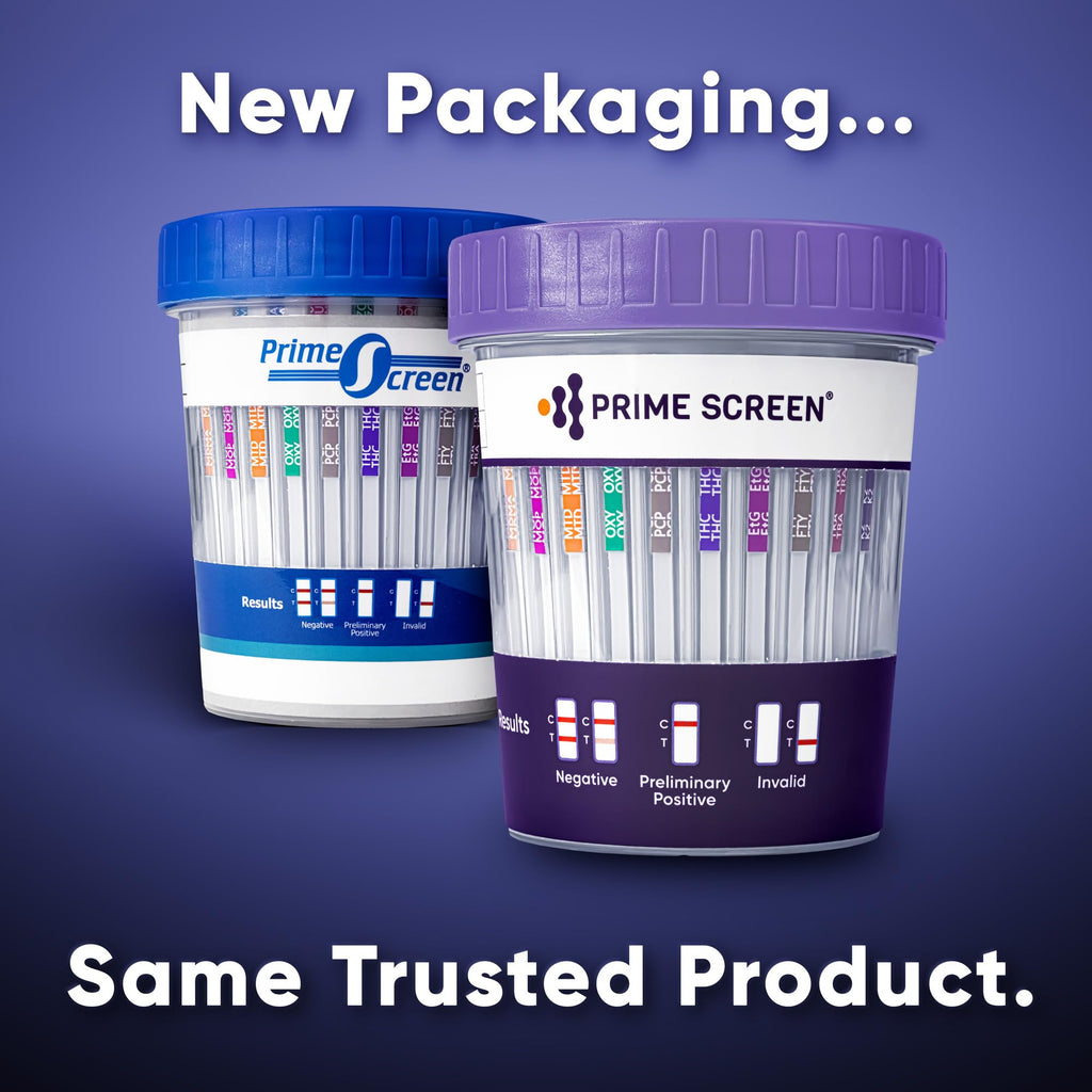 Prime Screen Urine Drug Test Cup 16-Panel Kit – 25 Pack (AMP, BAR, BUP, BZO, COC, mAMP, MDMA, MOP/OPI, MTD, OXY, PCP, THC, ETG, FTY, TRA, K2) – CDOA-9165EFTK