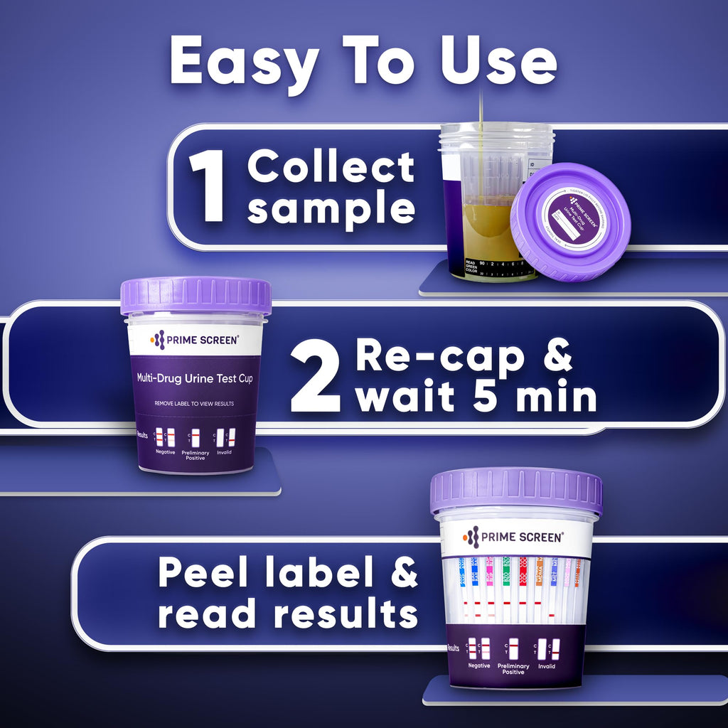 Prime Screen 12-Panel Drug Test Cup – 50 Pack (AMP,BAR,BUP,BZO,COC,MDMA,MTD,OPI,OXY,PCP,TCA,THC)