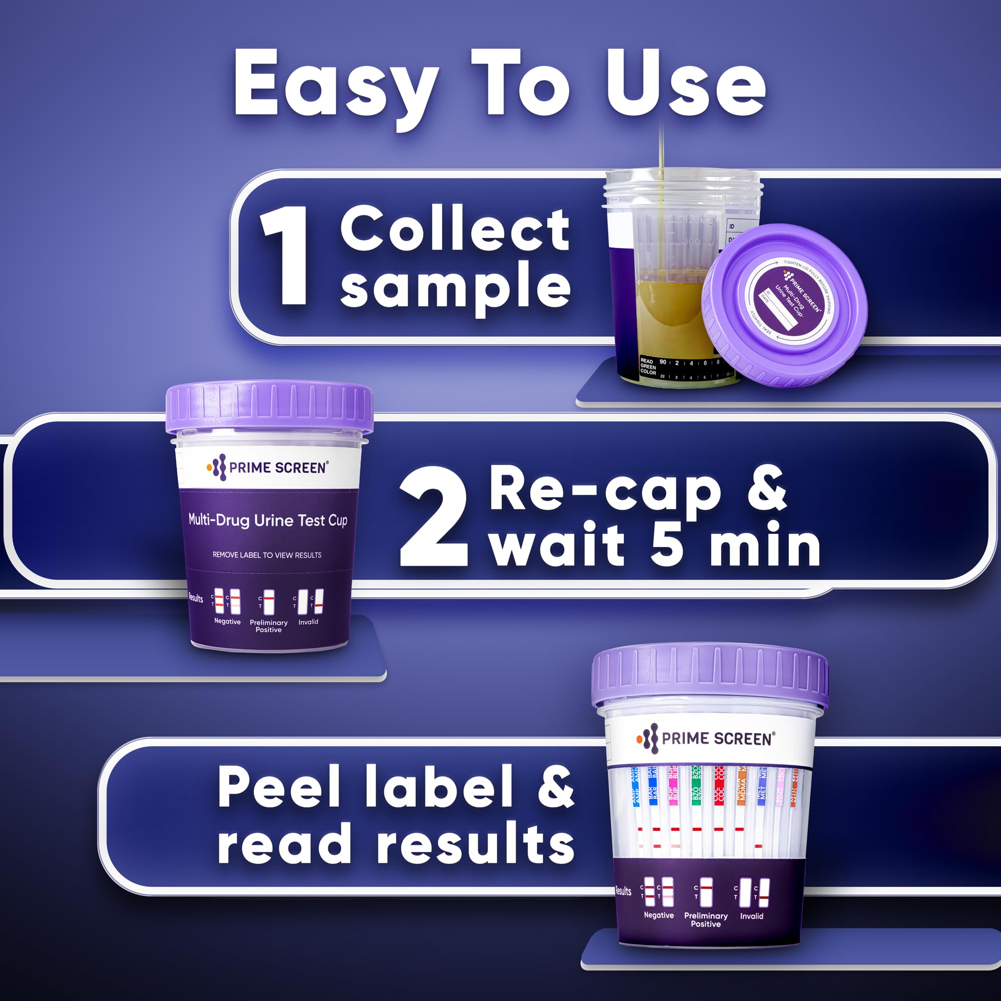 Prime Screen 12-Panel Drug Test Cup – 50 Pack (AMP,BAR,BUP,BZO,COC,MDMA,MTD,OPI,OXY,PCP,TCA,THC)