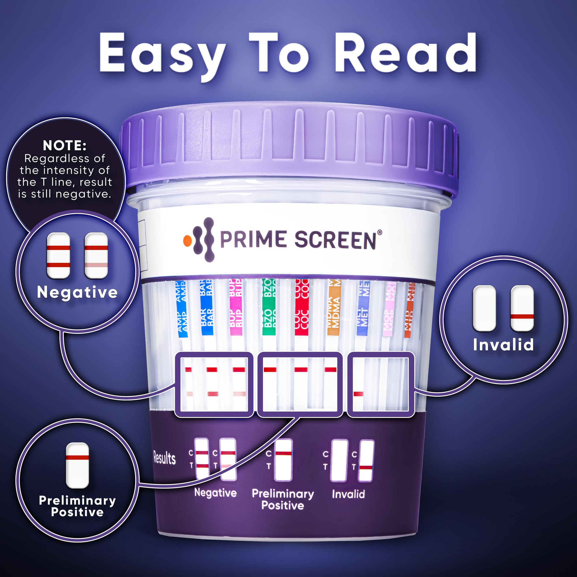 Prime Screen 16-Panel Urine Drug Test Compact Cup Kit (AMP,BAR,BUP,BZO,COC,mAMP,MDMA,MOP/OPI,MTD,OXY,PCP,THC,ETG,FTY,TRA,K2) – CDOA-9165EFTK