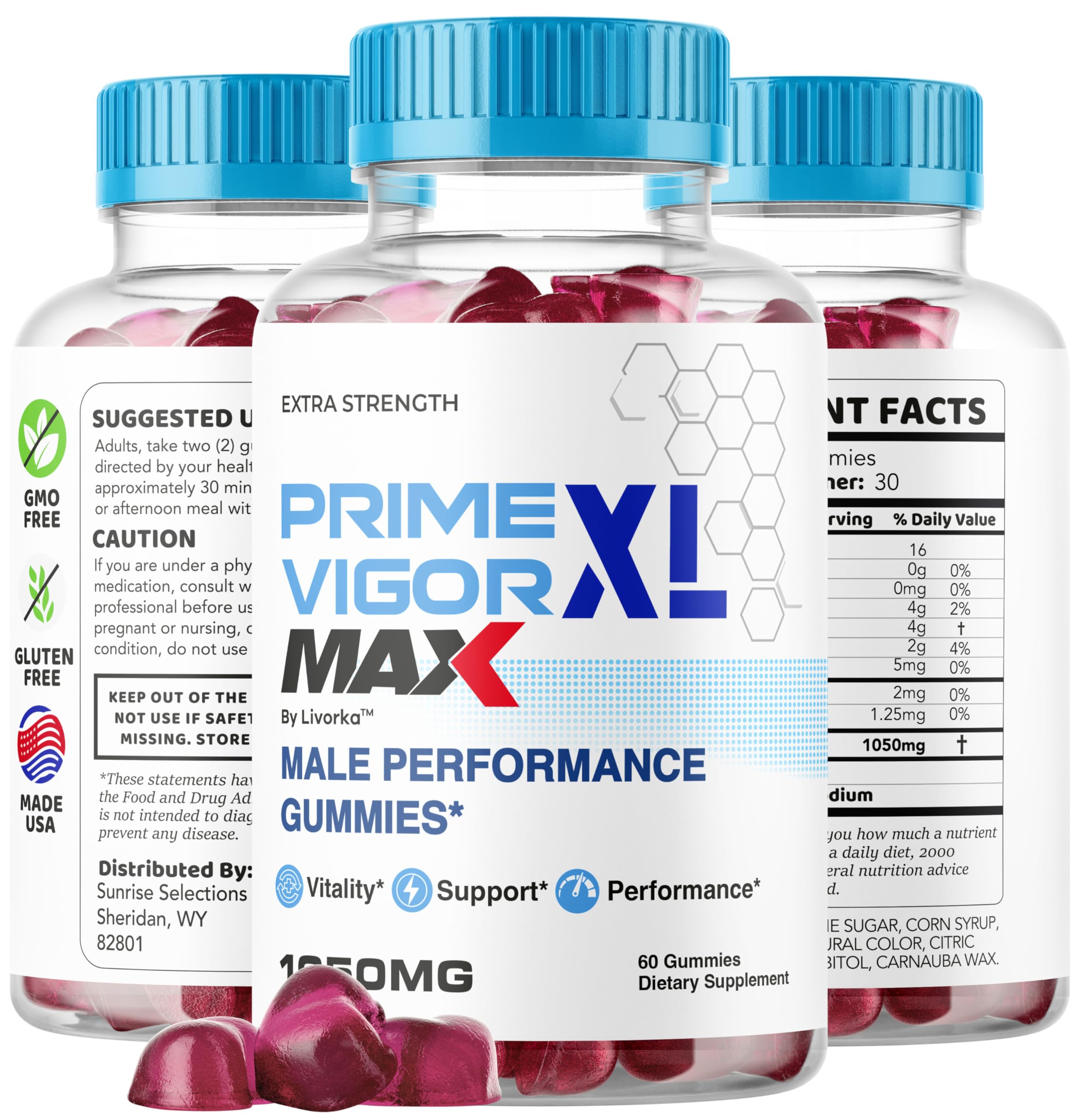 Prime Vigor XL Max Gummies (5 Pack) for Men | 5 Months Supply