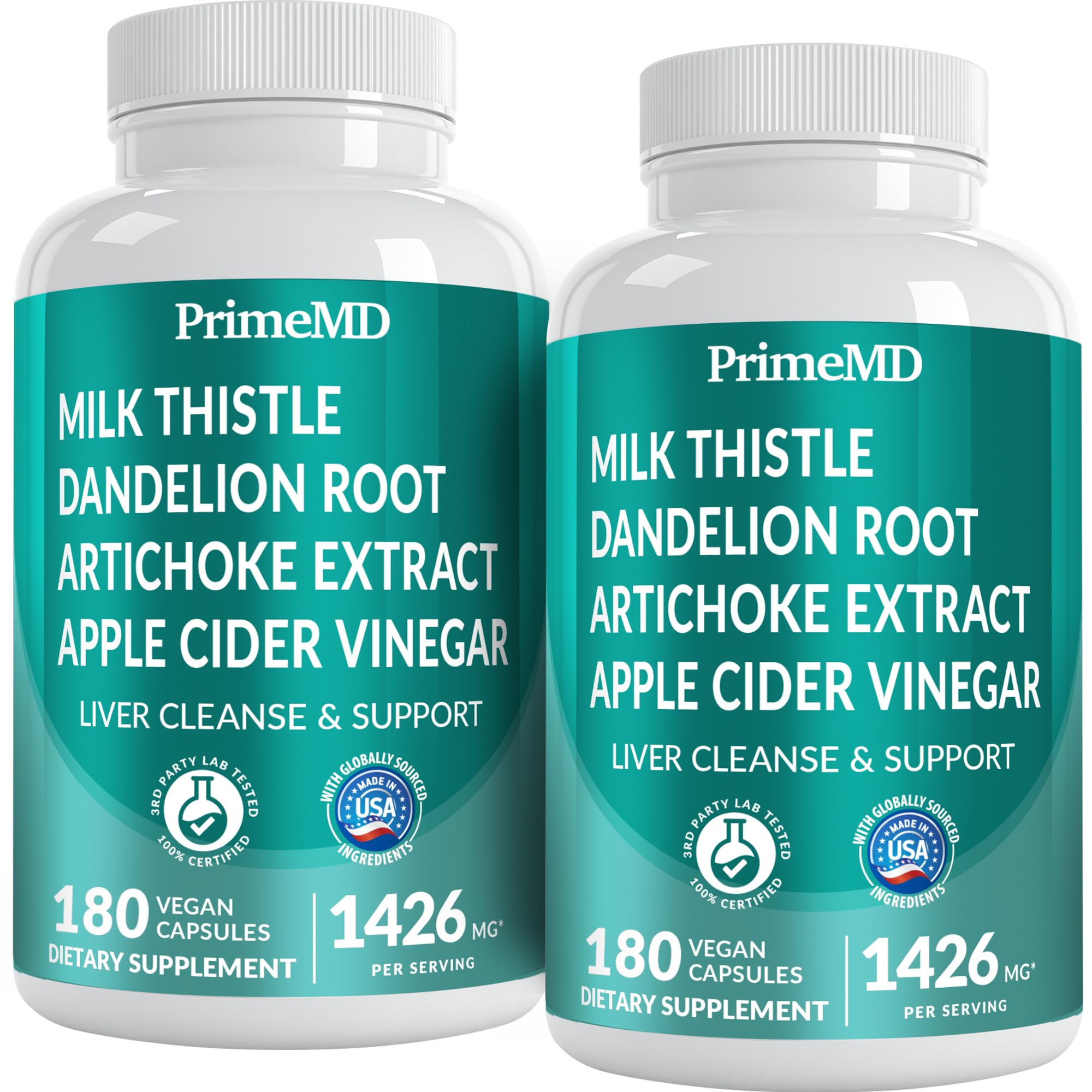 PrimeMD 32-in-1 Liver Support with Milk Thistle – 180 Count (Pack of 2) – 1426mg