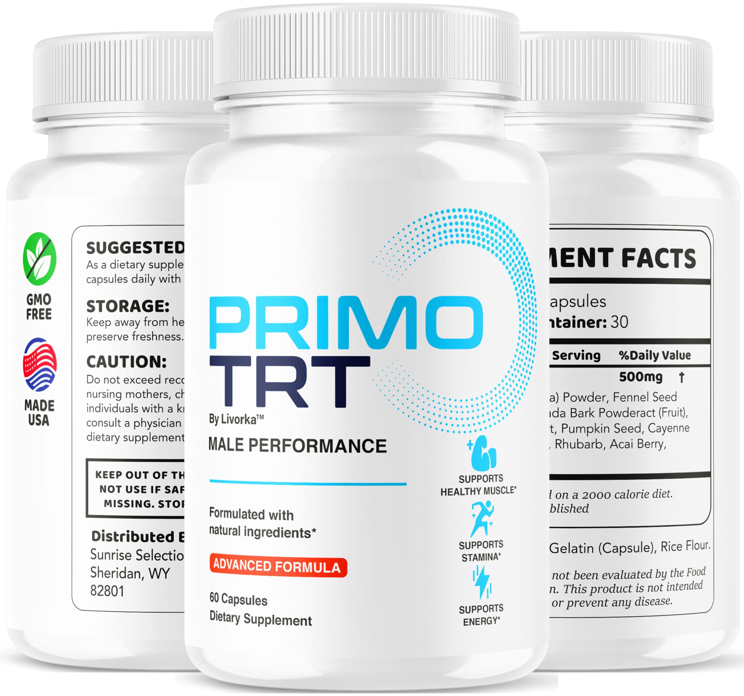 Primo TRT Pills (5 Pack) – Official Male TRT Capsules, 300 Capsules