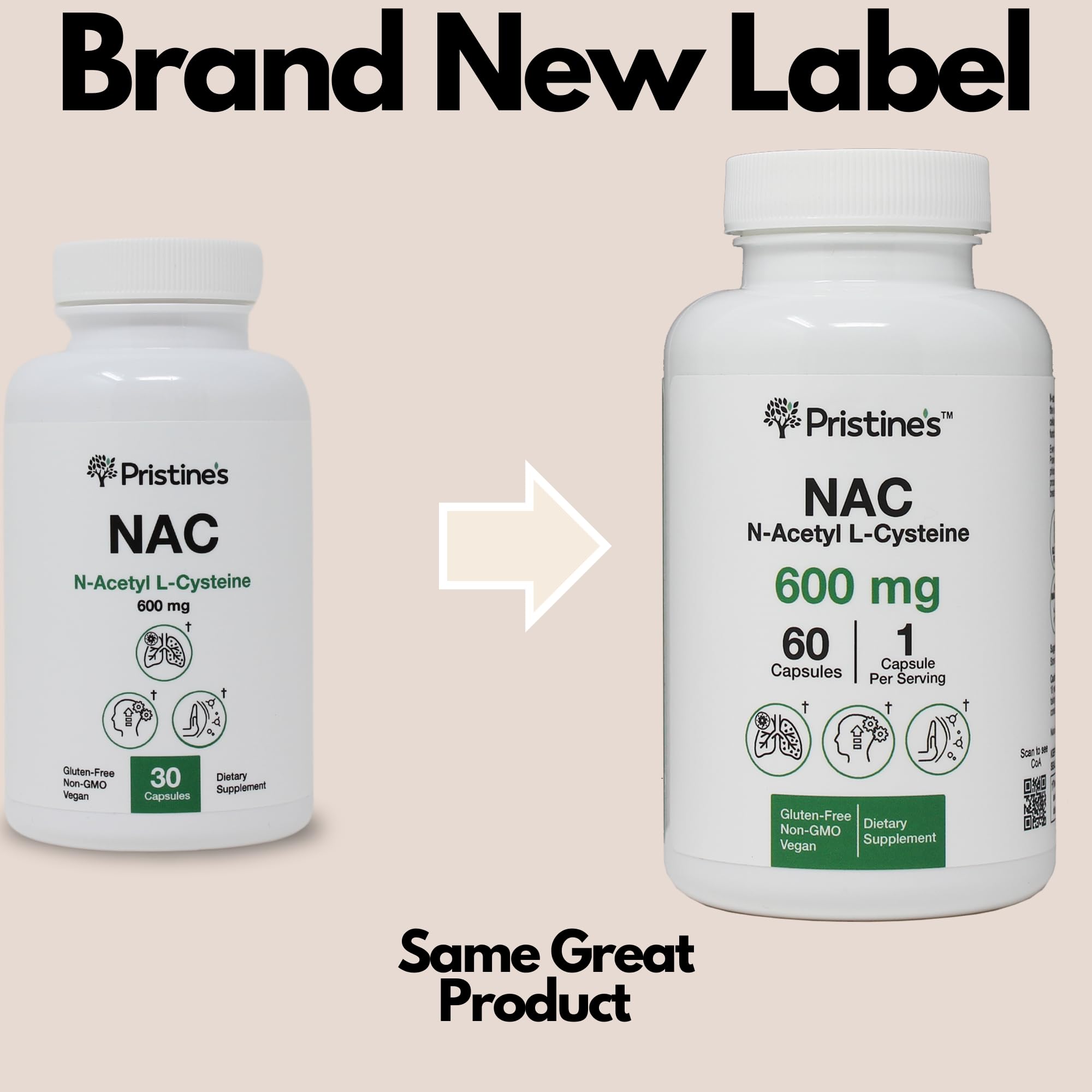 N-Acetyl L-Cysteine (NAC) Immunity, Lung & Liver Support - 600mg, 60 Day Supply | Vegan, Gluten Free, Non-GMO