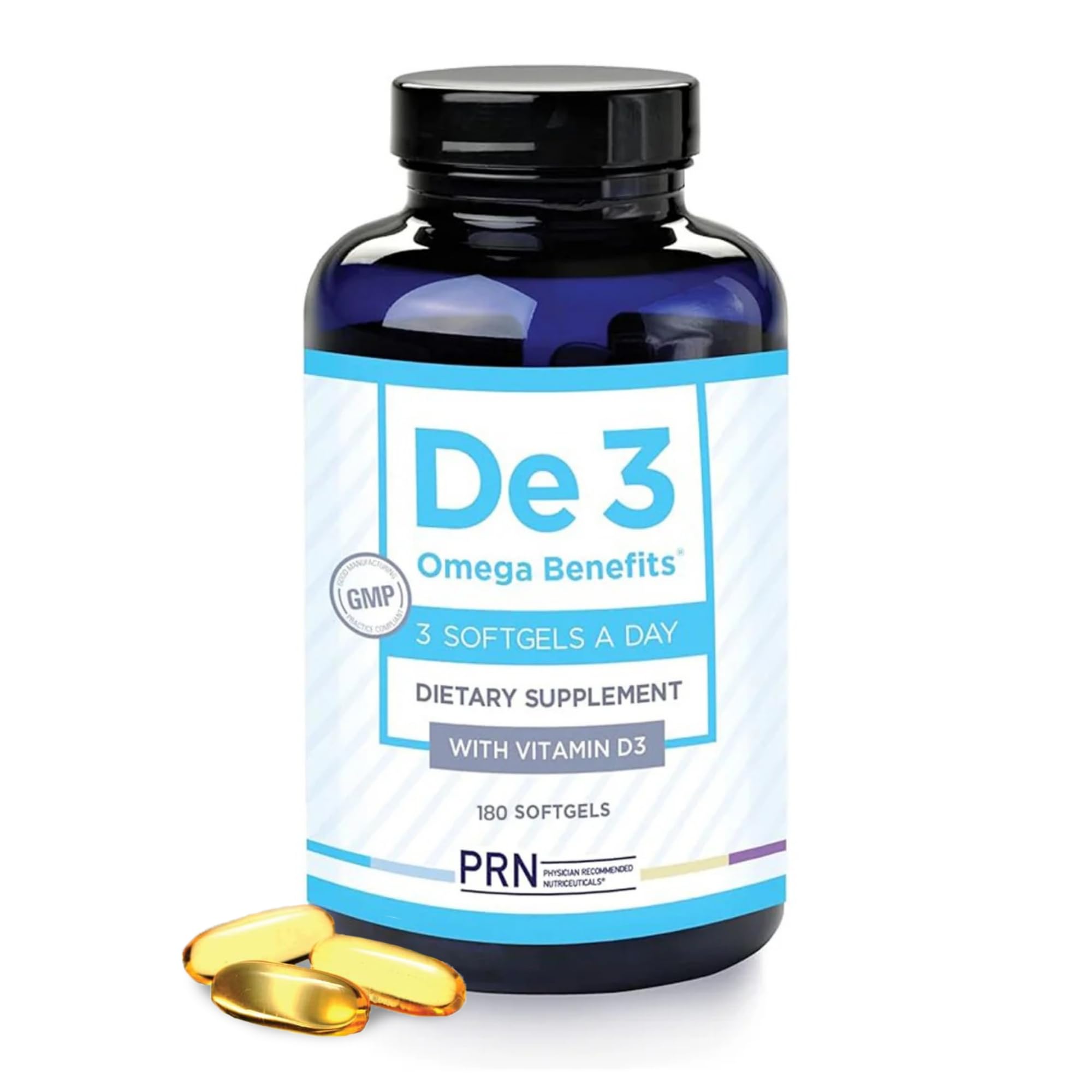 PRN De3 Dry Eye Ultra Pure rTG Omega-3 – 2400 mg EPA/DHA, Burpless 3-per-day, 2-Month Supply