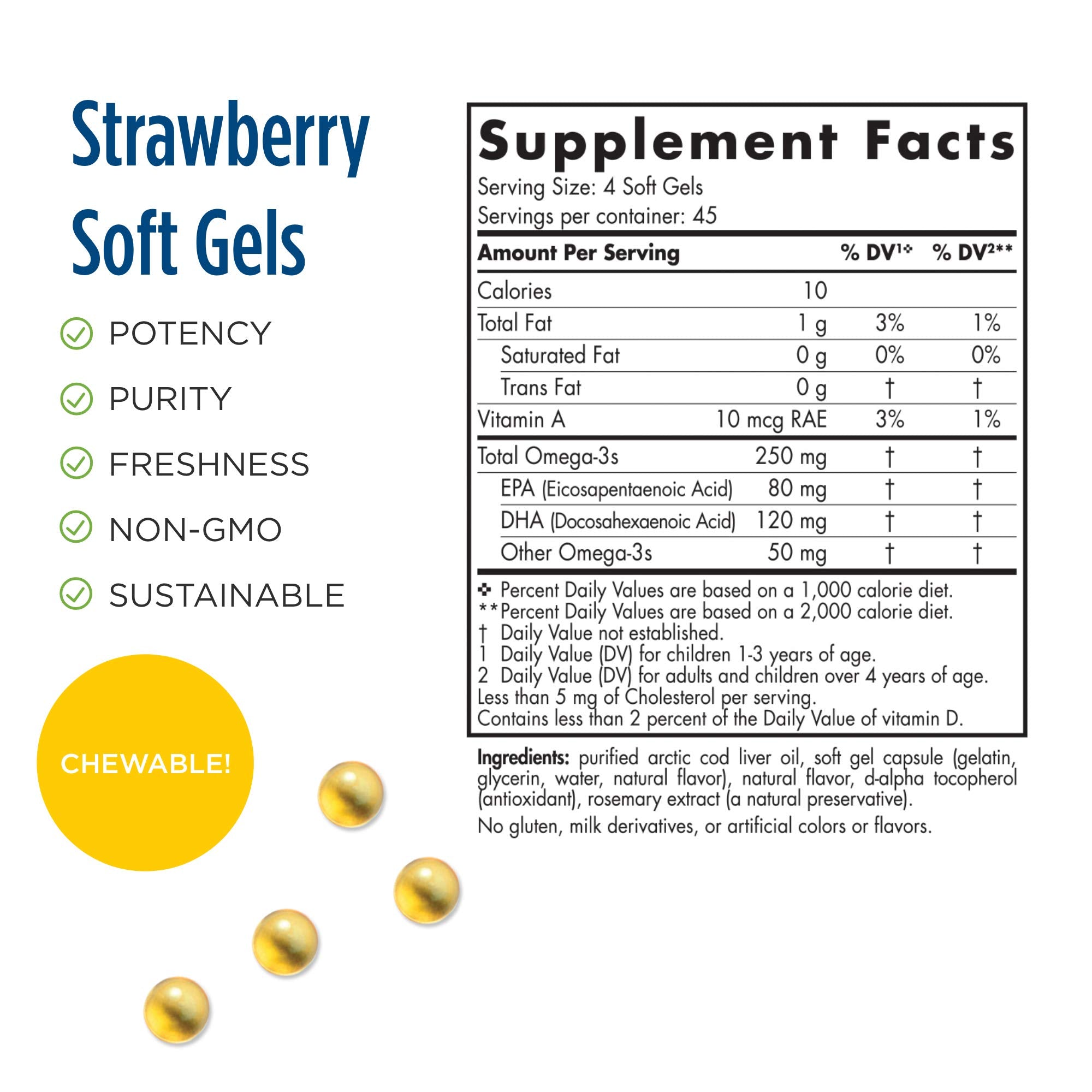 Nordic Naturals Pro DHA Junior Strawberry – 180 Mini Chewables, 250 mg Omega-3s, Brain & Visual Support – Non-GMO